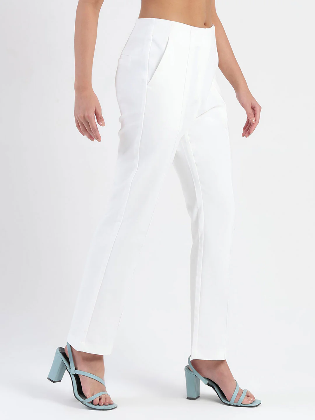 Madame Alex Front Pintuck Detailed White Trousers - Image 3