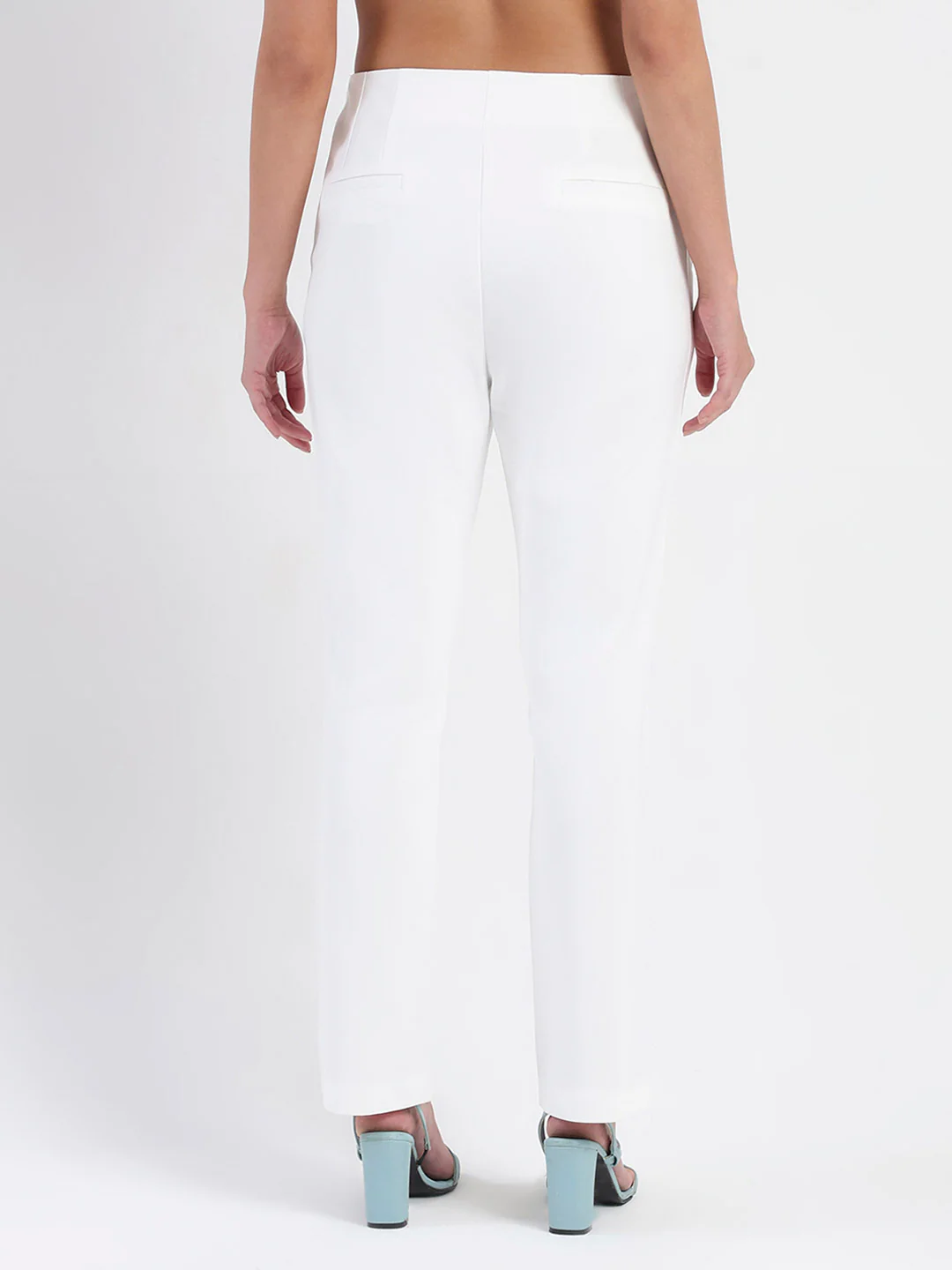 Madame Alex Front Pintuck Detailed White Trousers - Image 4