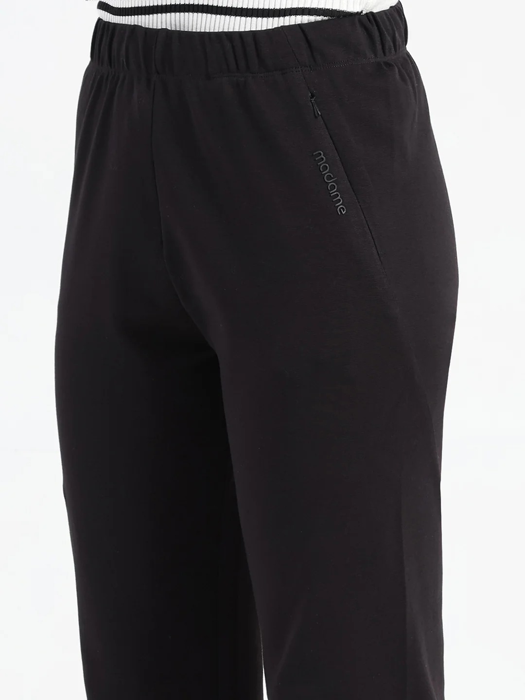 Madame Black Cotton Blend Track Bottoms - Image 6