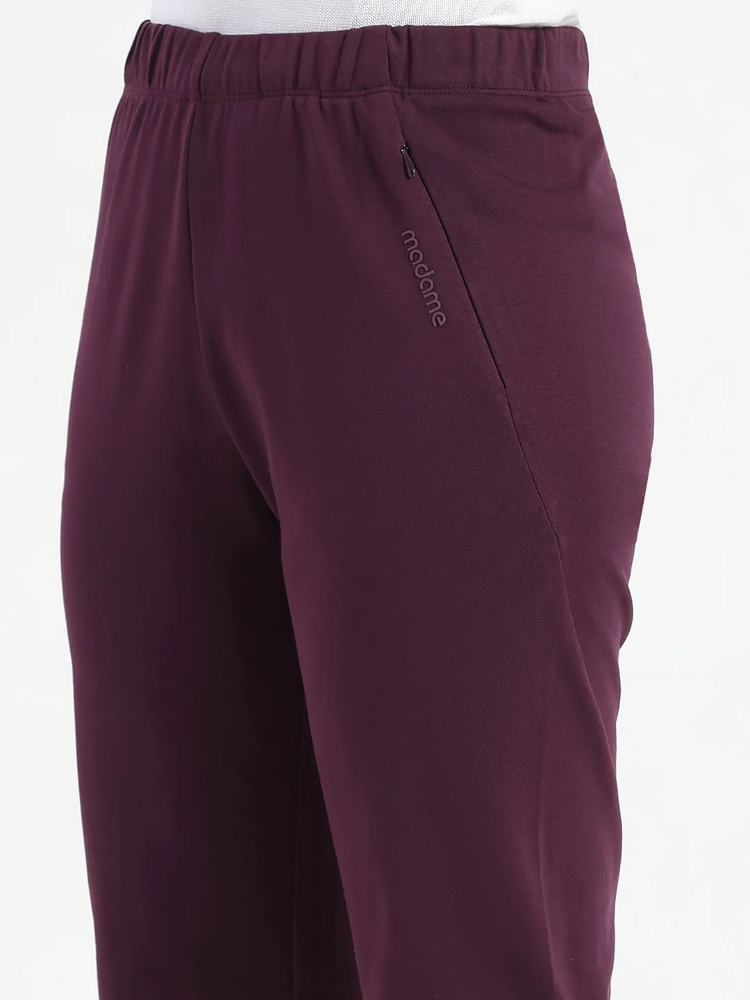 Madame Dark Purple Cotton Blend Track Bottoms - Image 6