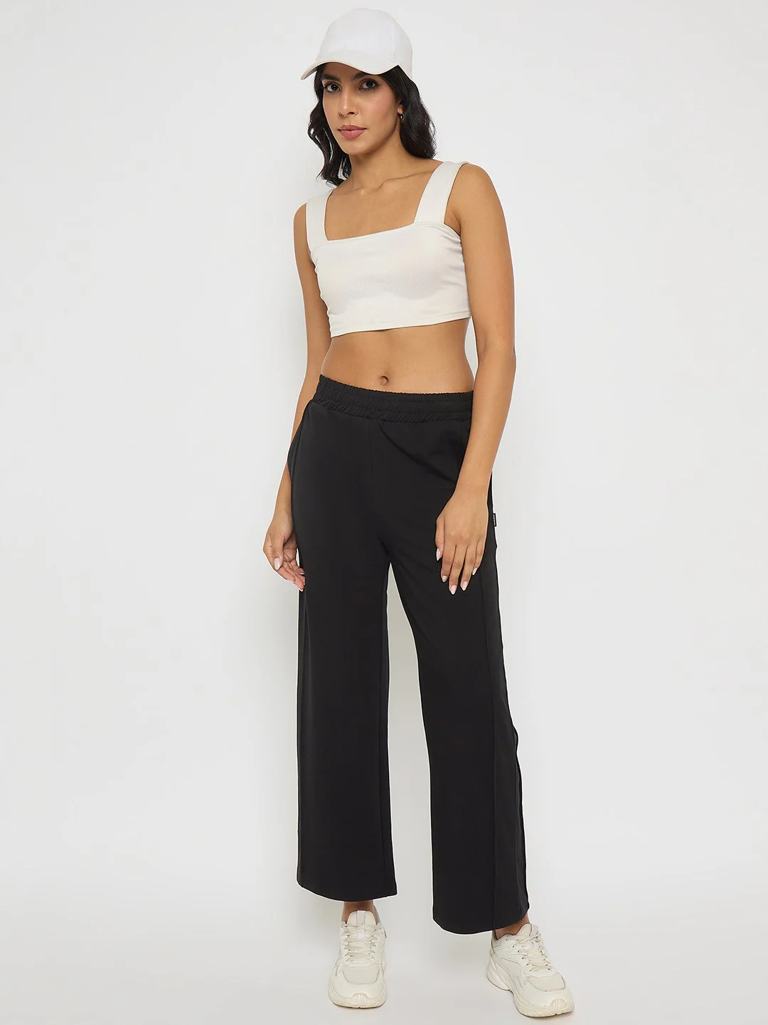 Madame Black Straight FIt Cotton Blend Track Bottoms - Image 2