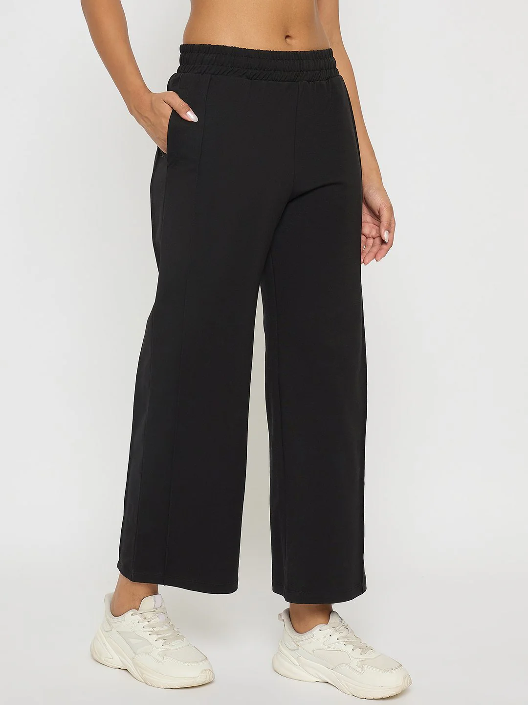 Madame Black Straight FIt Cotton Blend Track Bottoms - Image 3