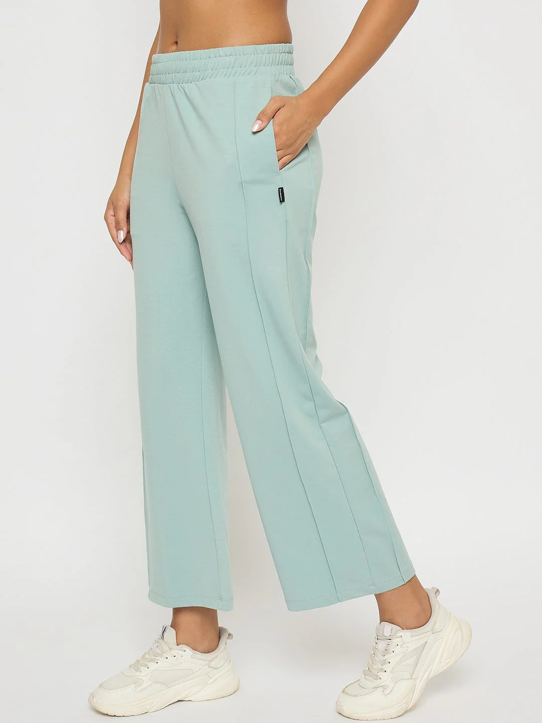 Madame Straight Fit Cotton Blend Mint Green Track Bottoms - Image 4