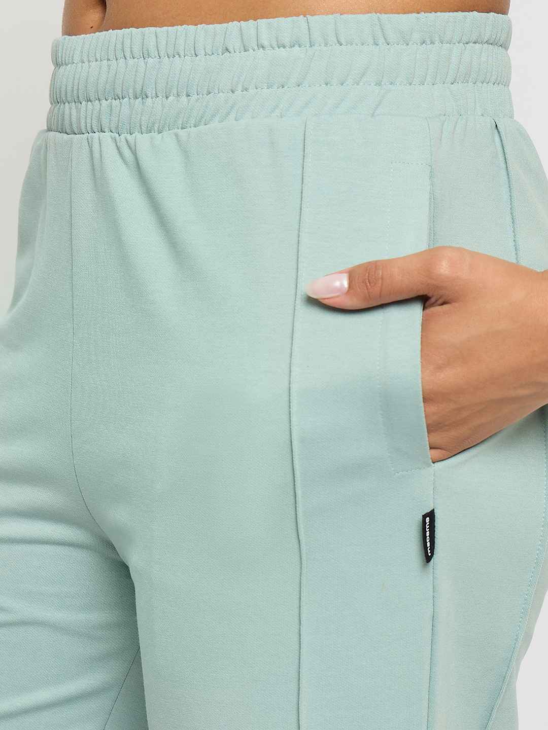 Madame Straight Fit Cotton Blend Mint Green Track Bottoms - Image 6