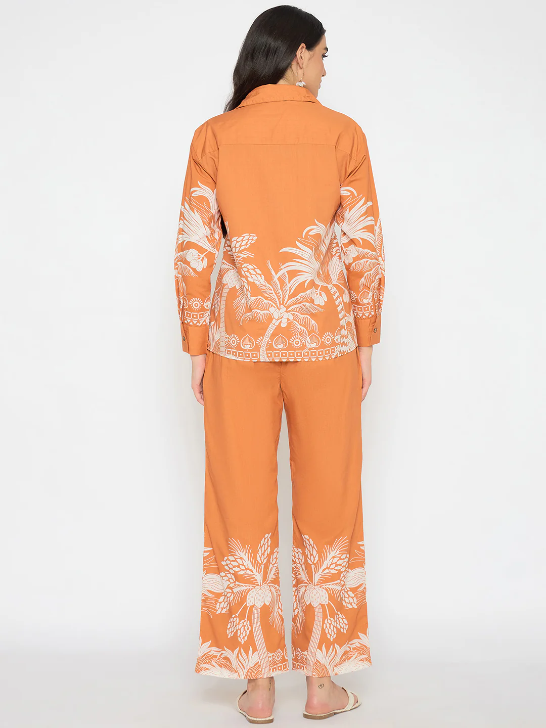 Madame Botanical Print Shirt and Bottoms Warm Amber Co-ord Set - Image 6
