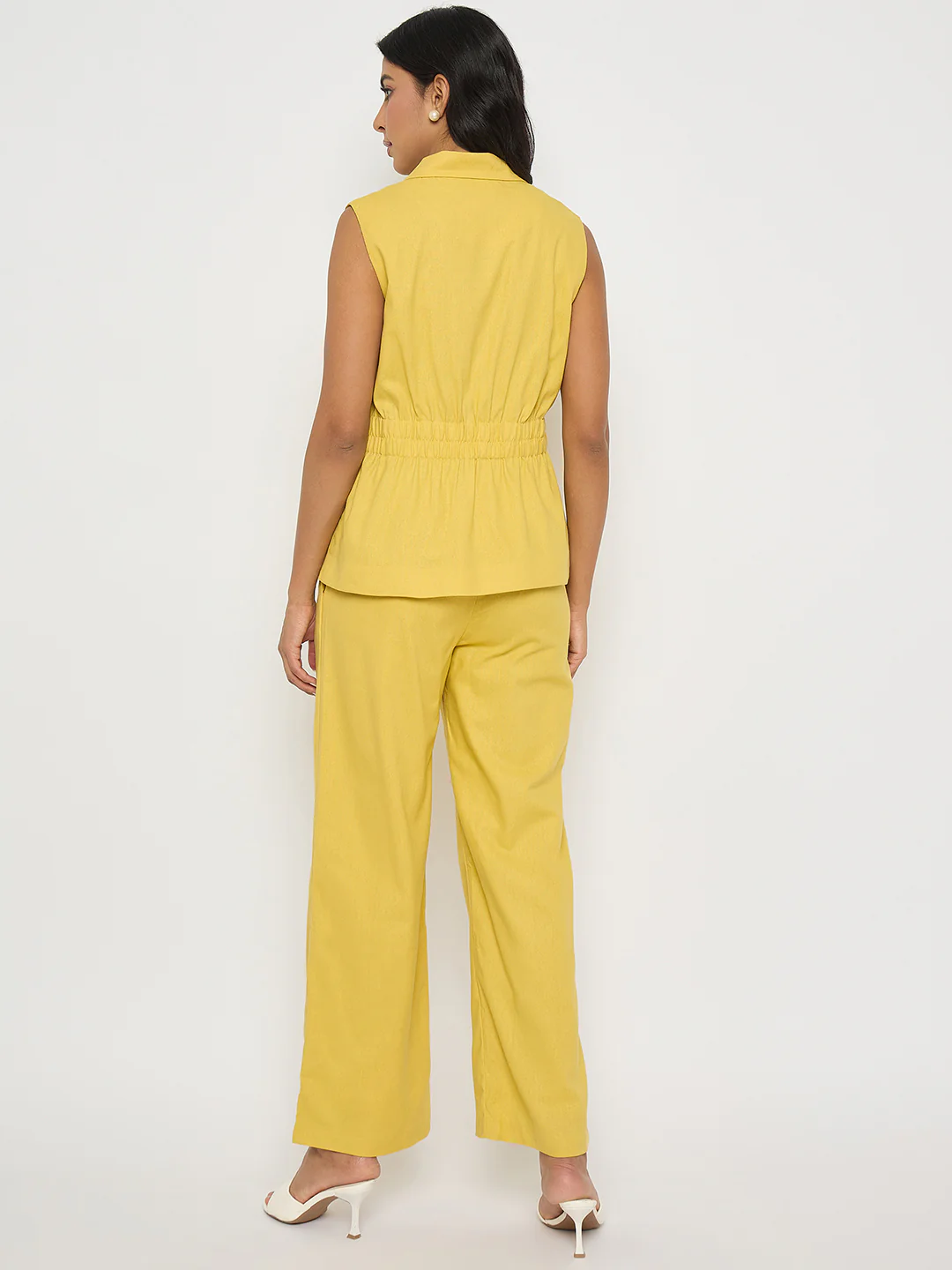 Madame Mustard Yellow Sleeveless Vest and Trousers Co-ord Set - Image 6