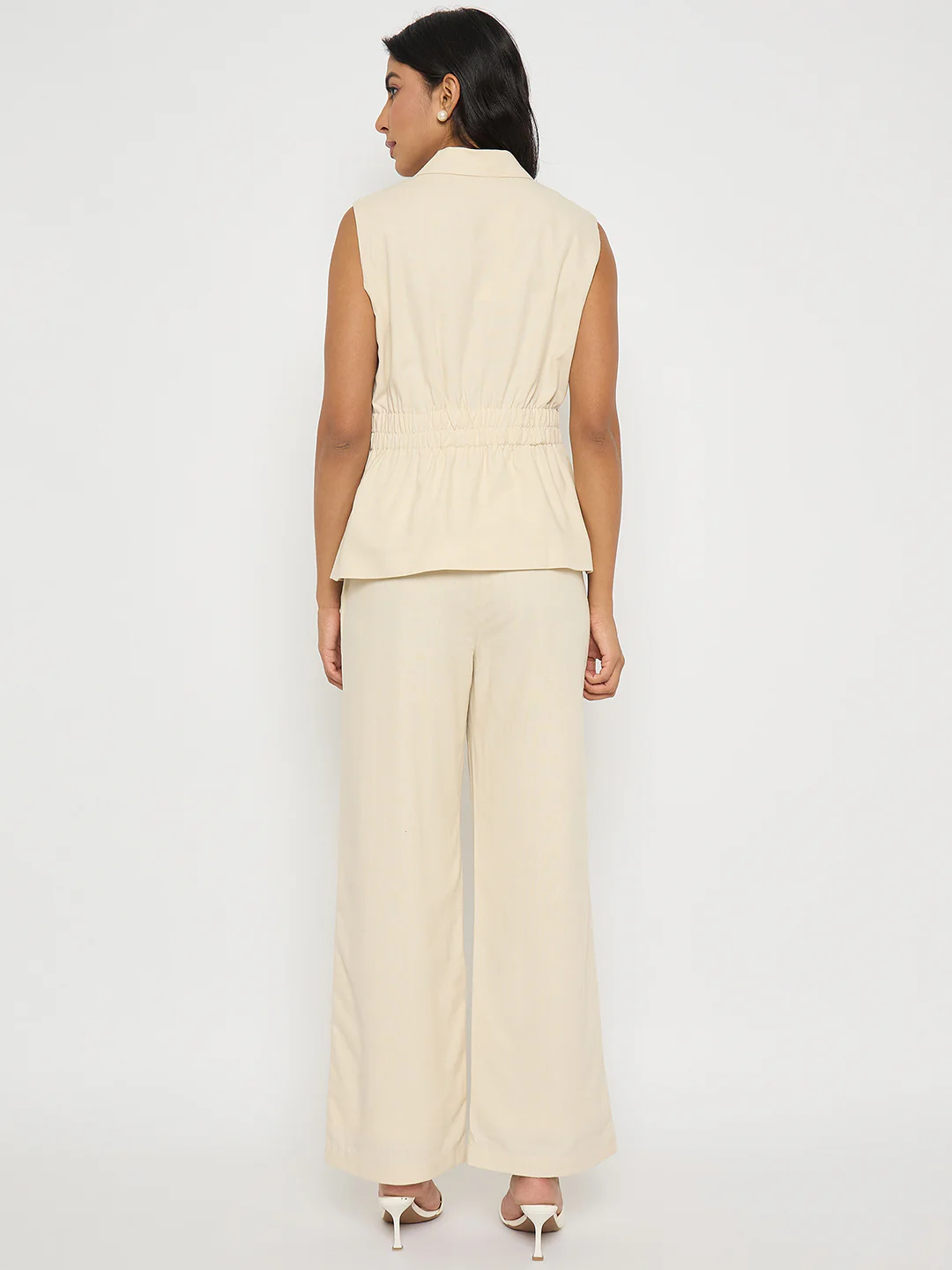 Madame Off-White Sleeveless Vest and Trousers Co-ord Set - Image 6