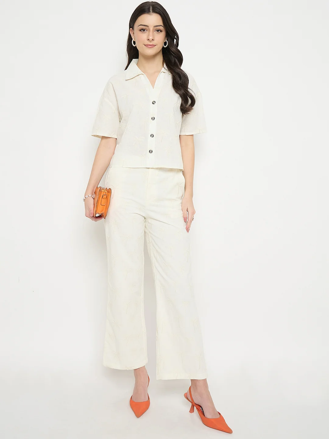 Madame Ivory Cotton Printed Top and Trousers Co-ord Set - Image 4