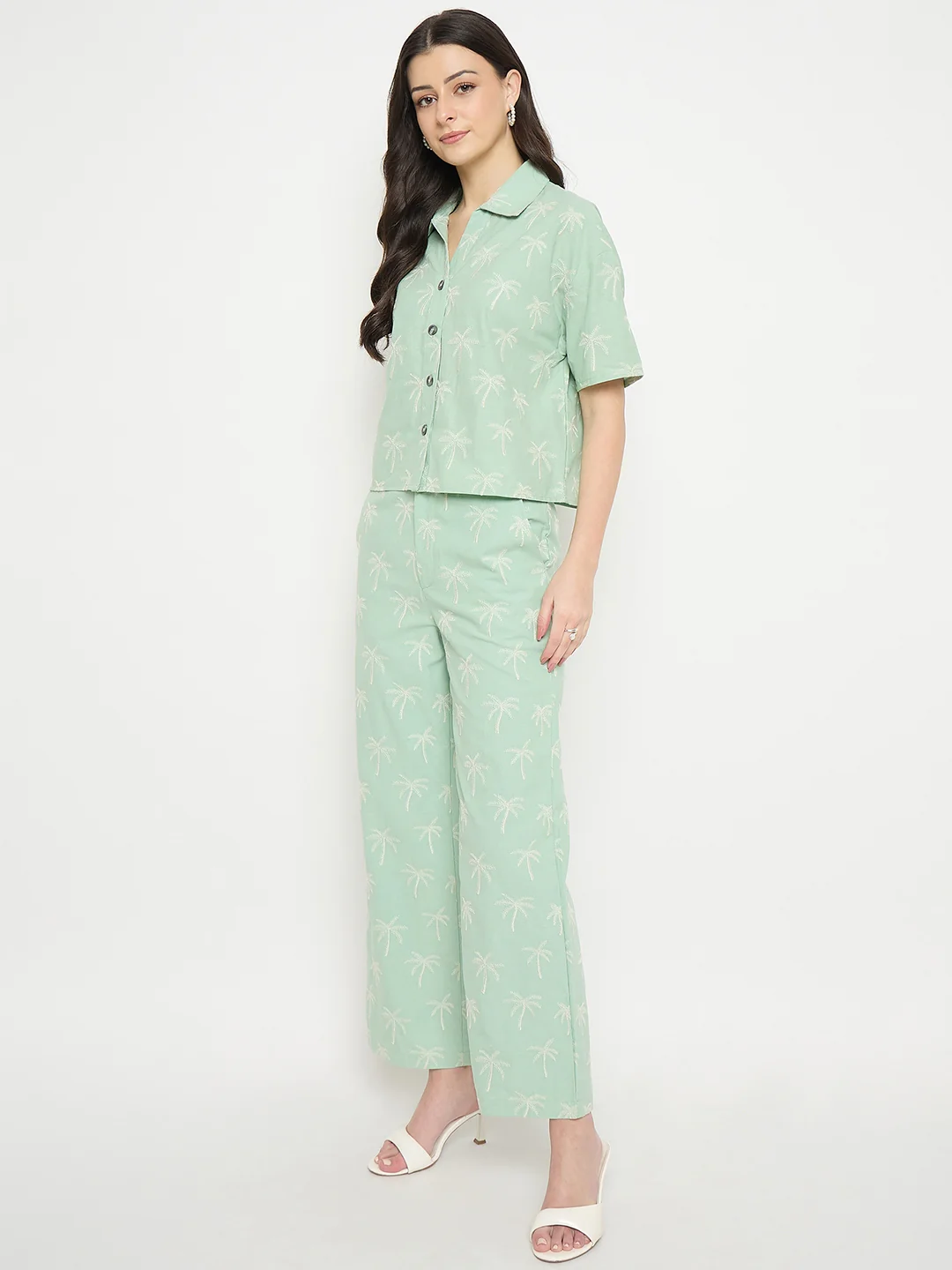 Madame Mint Cotton Co-ord Set with Printed Top - Image 5
