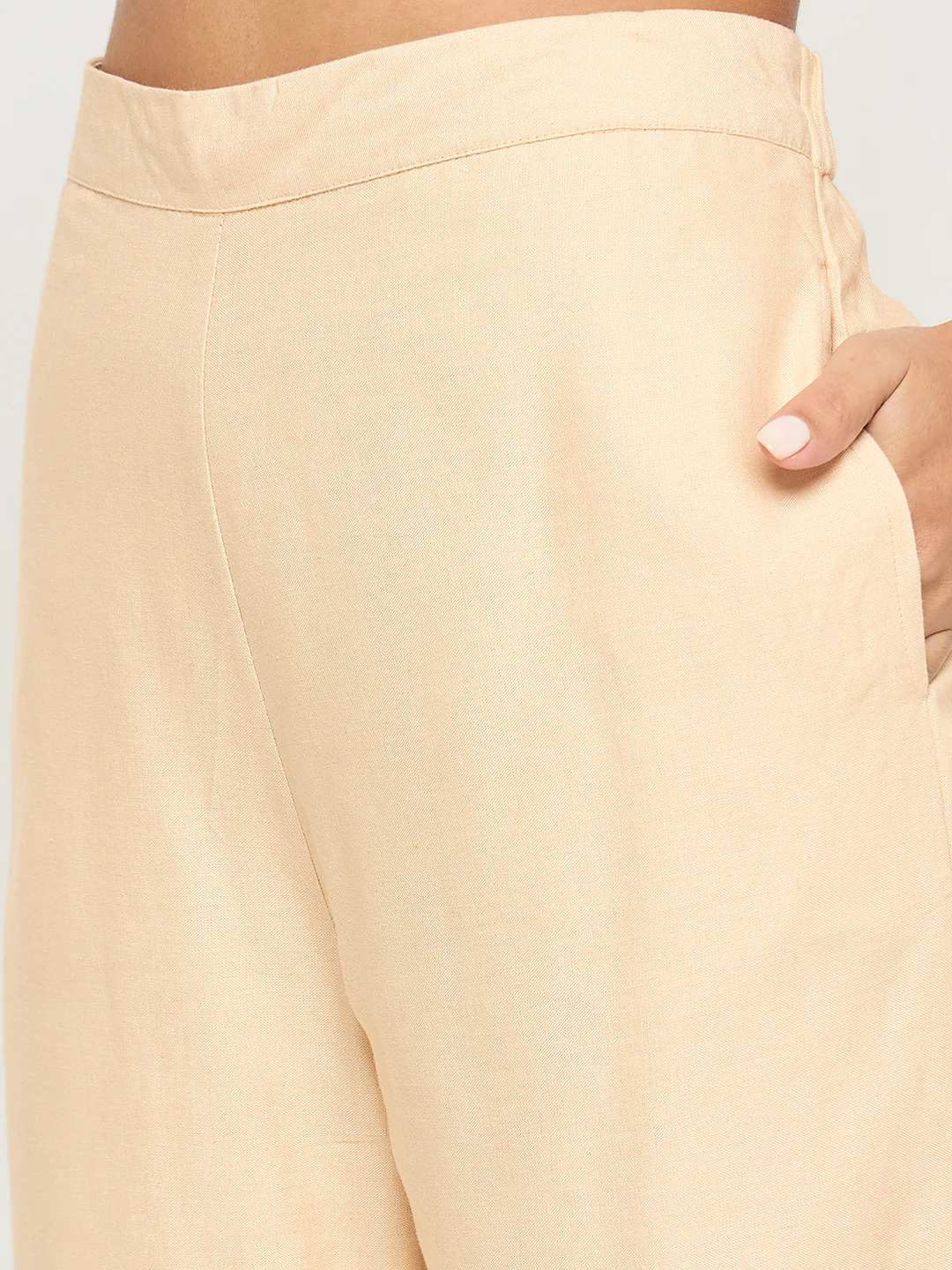Madame Floral Embroidered Hem Top and Bottom Beige Co-ord Set - Image 7