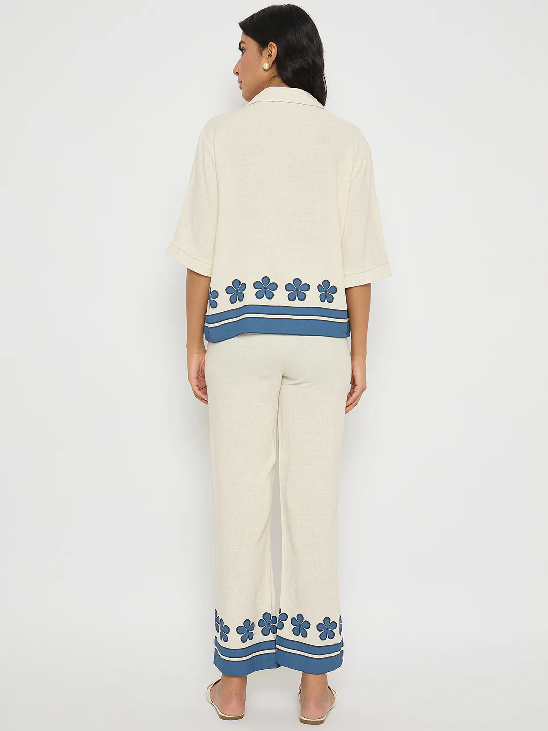 Madame Contrast Detailing Rayon Blend Beige Co-ord Set - Image 6