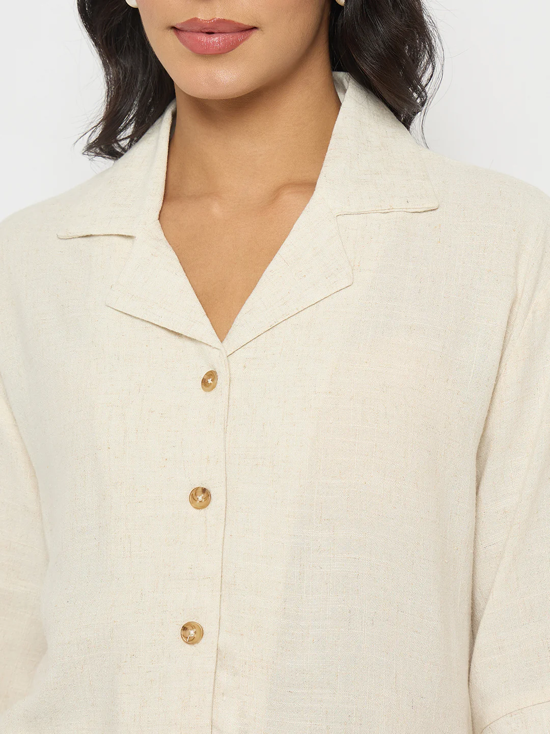 Madame Contrast Detailing Rayon Blend Beige Co-ord Set - Image 8