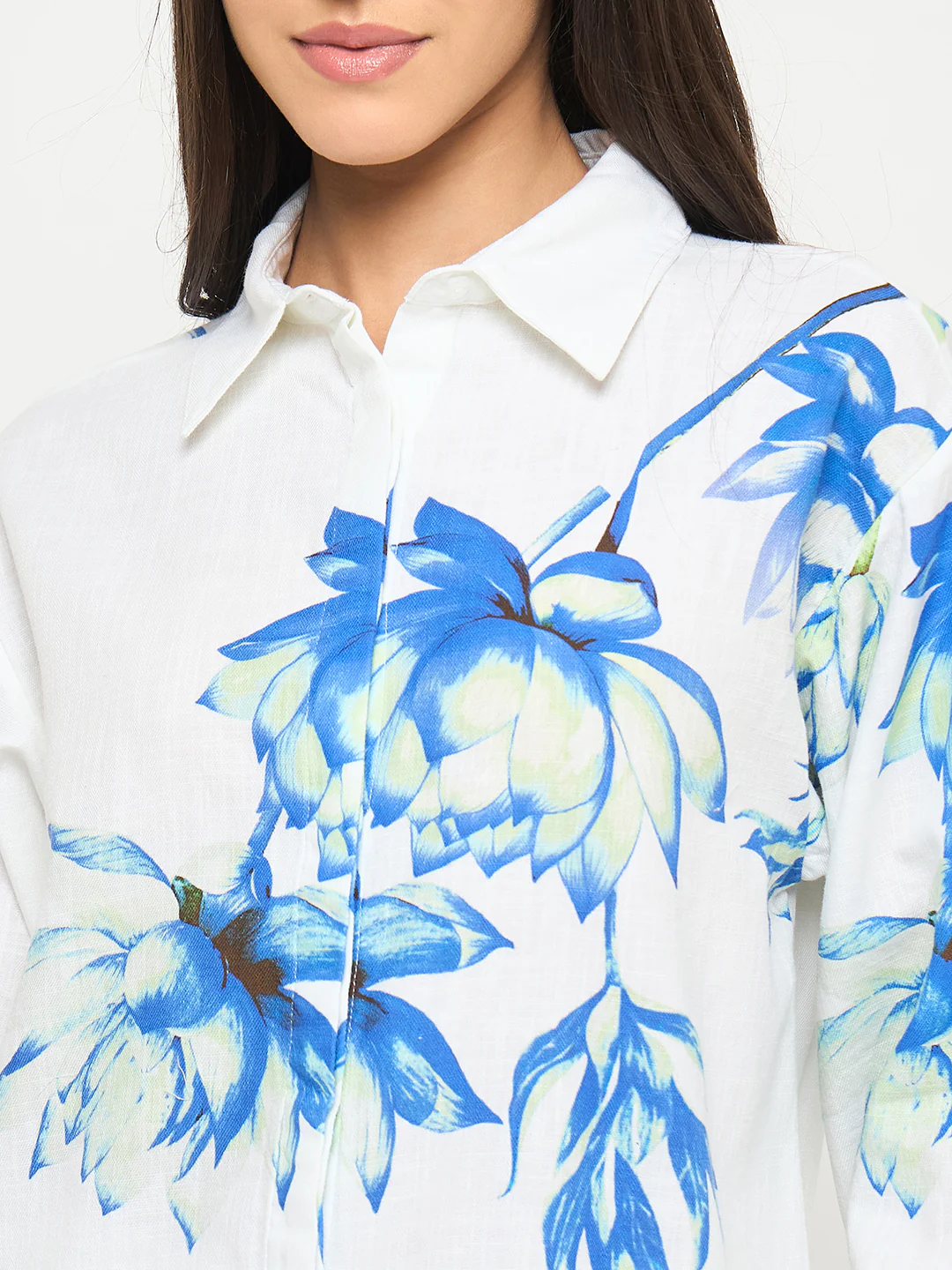 Madame Floral Print Shirt and Trousers Blue Cotton Co-ord Set - Image 8