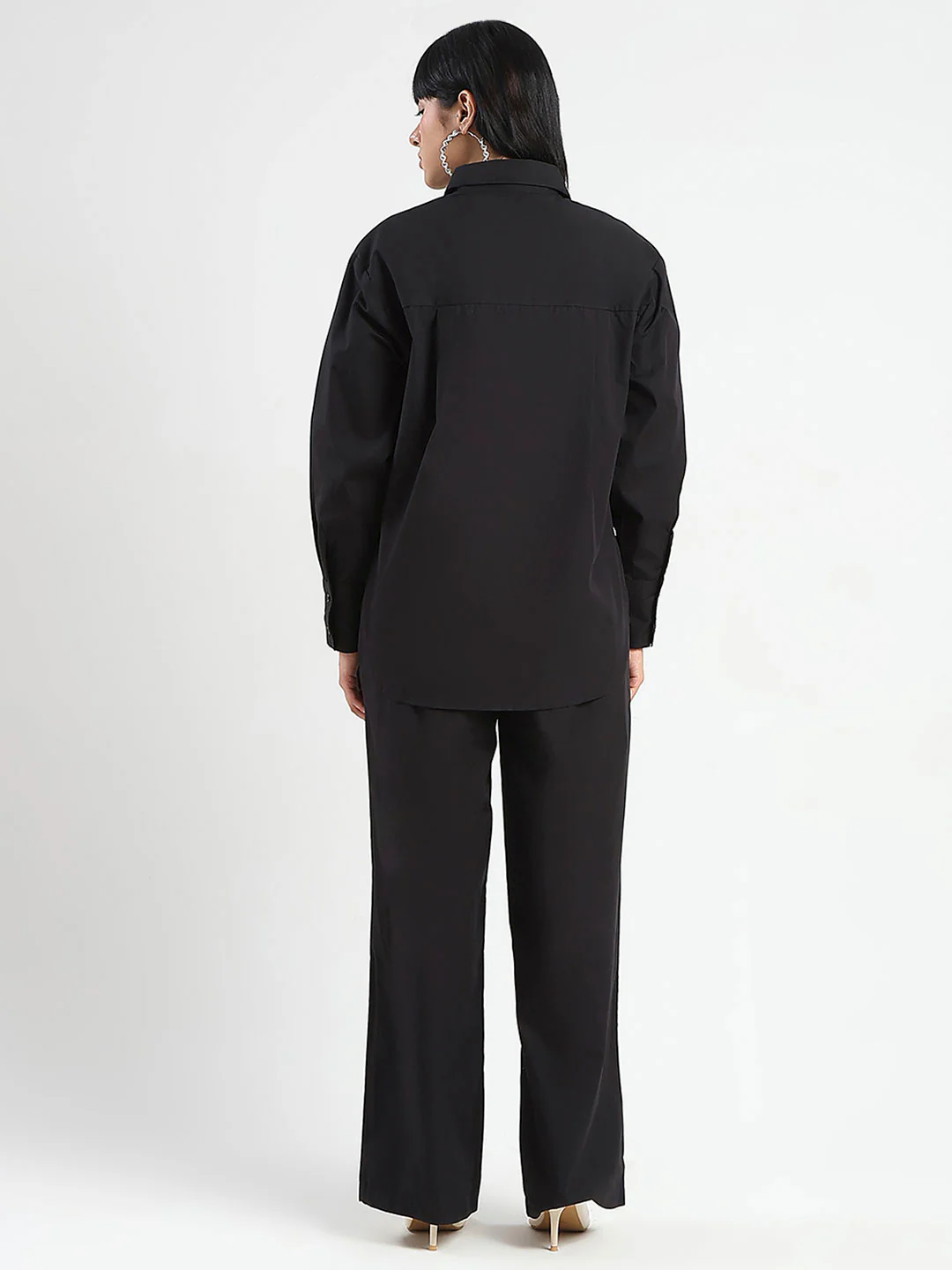 Madame Textured Shirt and Bottoms Black Co-ord Set - Image 4