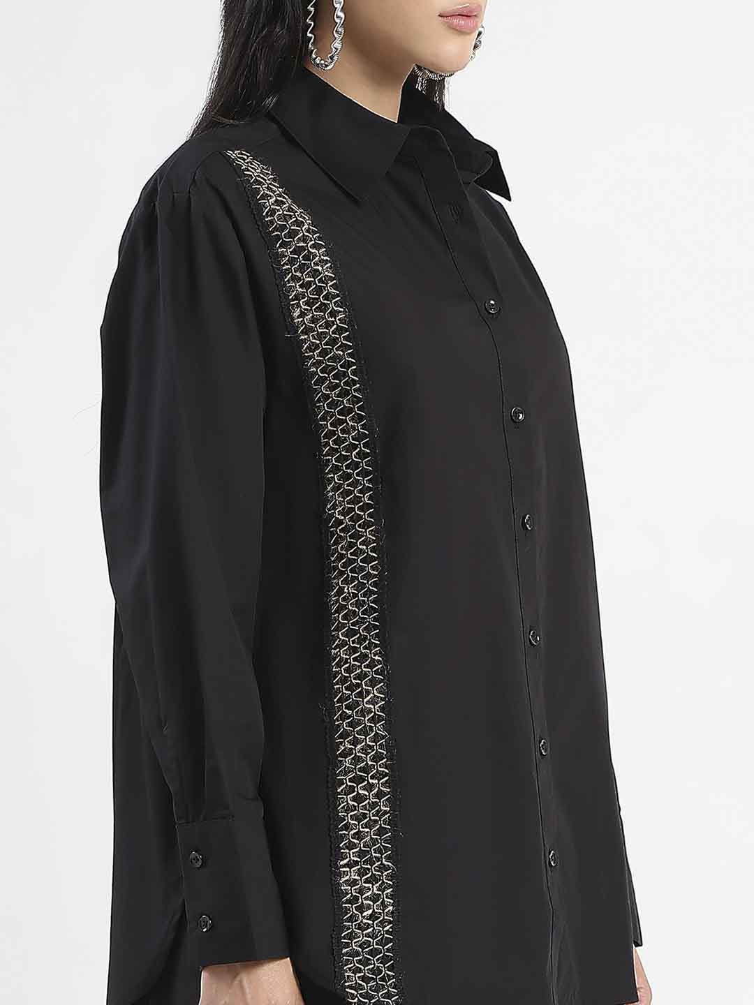 Madame Textured Shirt and Bottoms Black Co-ord Set - Image 7