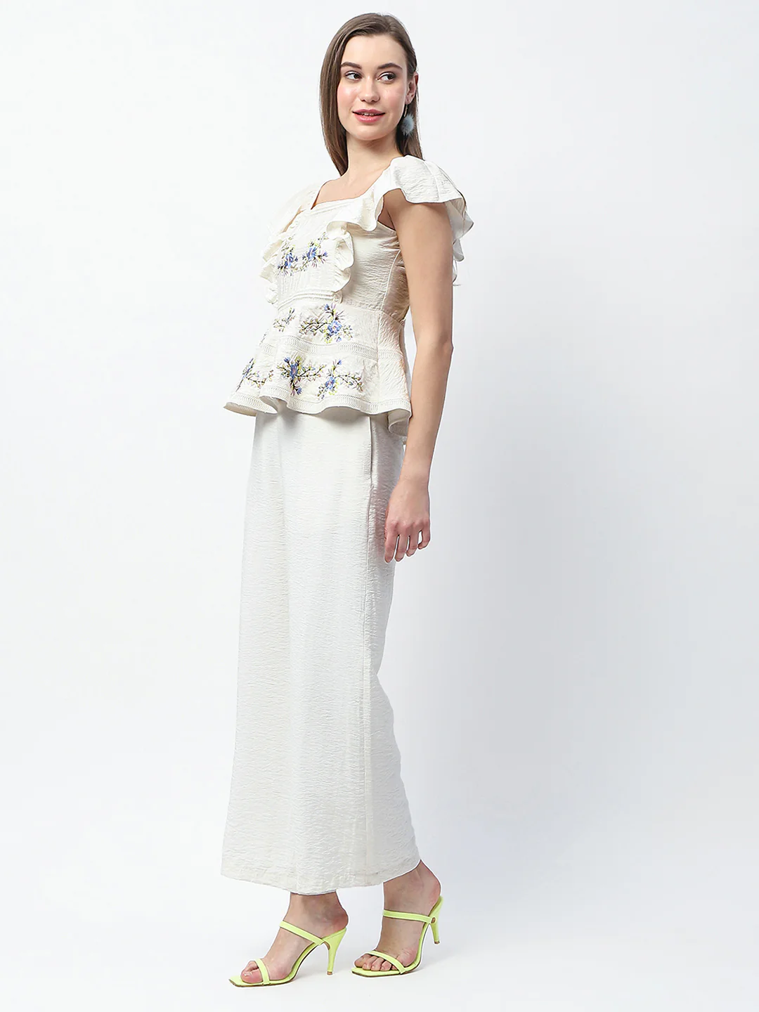 Madame Floral Print Top and Straight Trousers Off White Co-ord Set - Image 6
