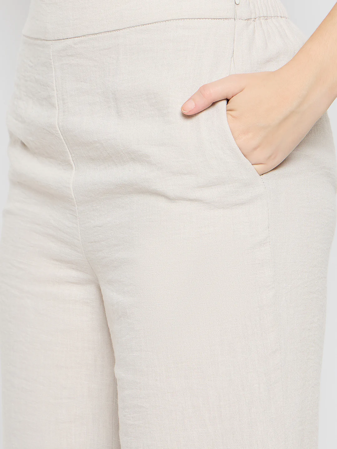 Madame Embroidered Top and Straight Bottoms Stone Grey Co-ord Set - Image 6