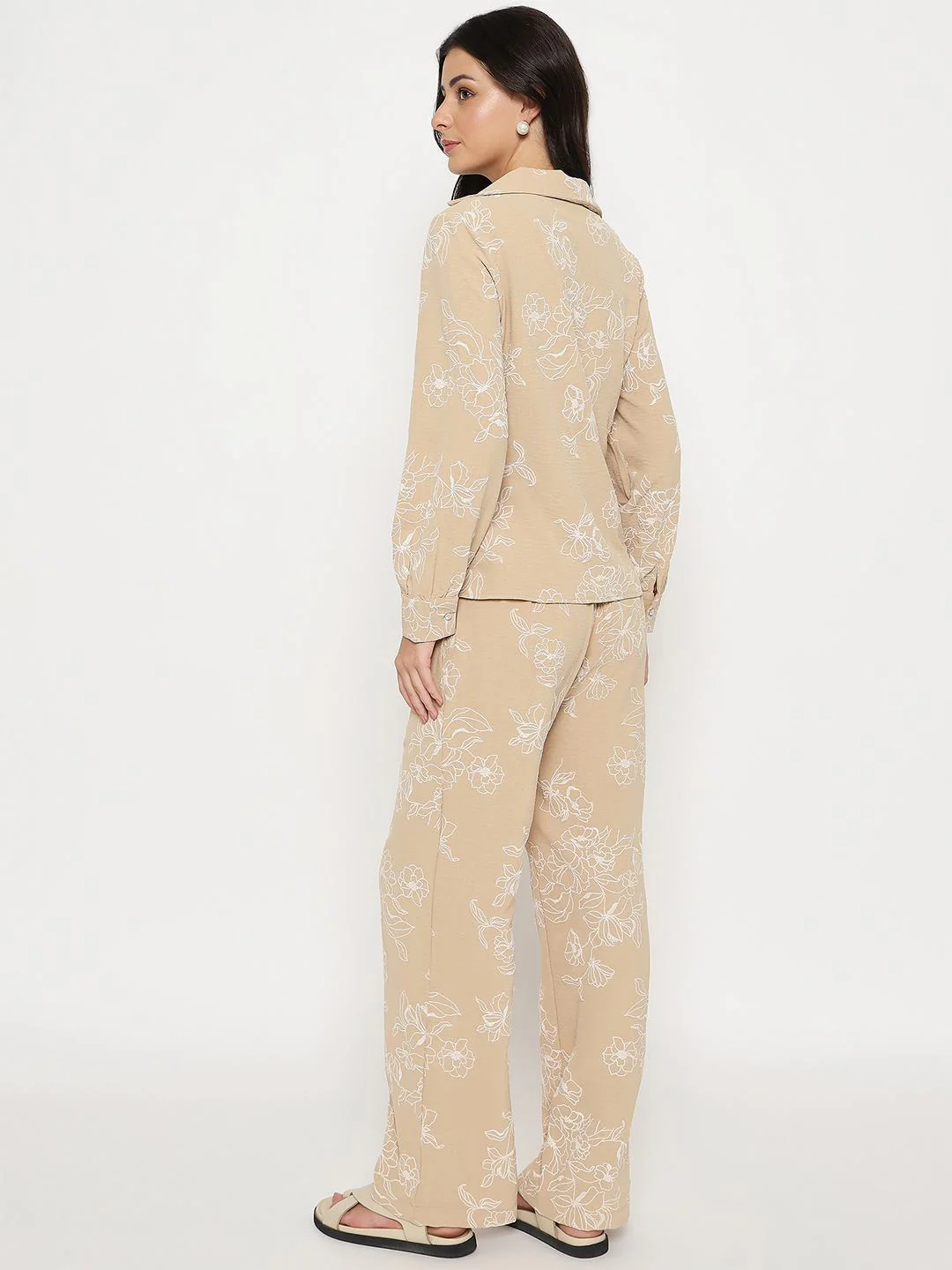 Madame Floral Print Top and Bottoms Beige Co-ord Set - Image 6