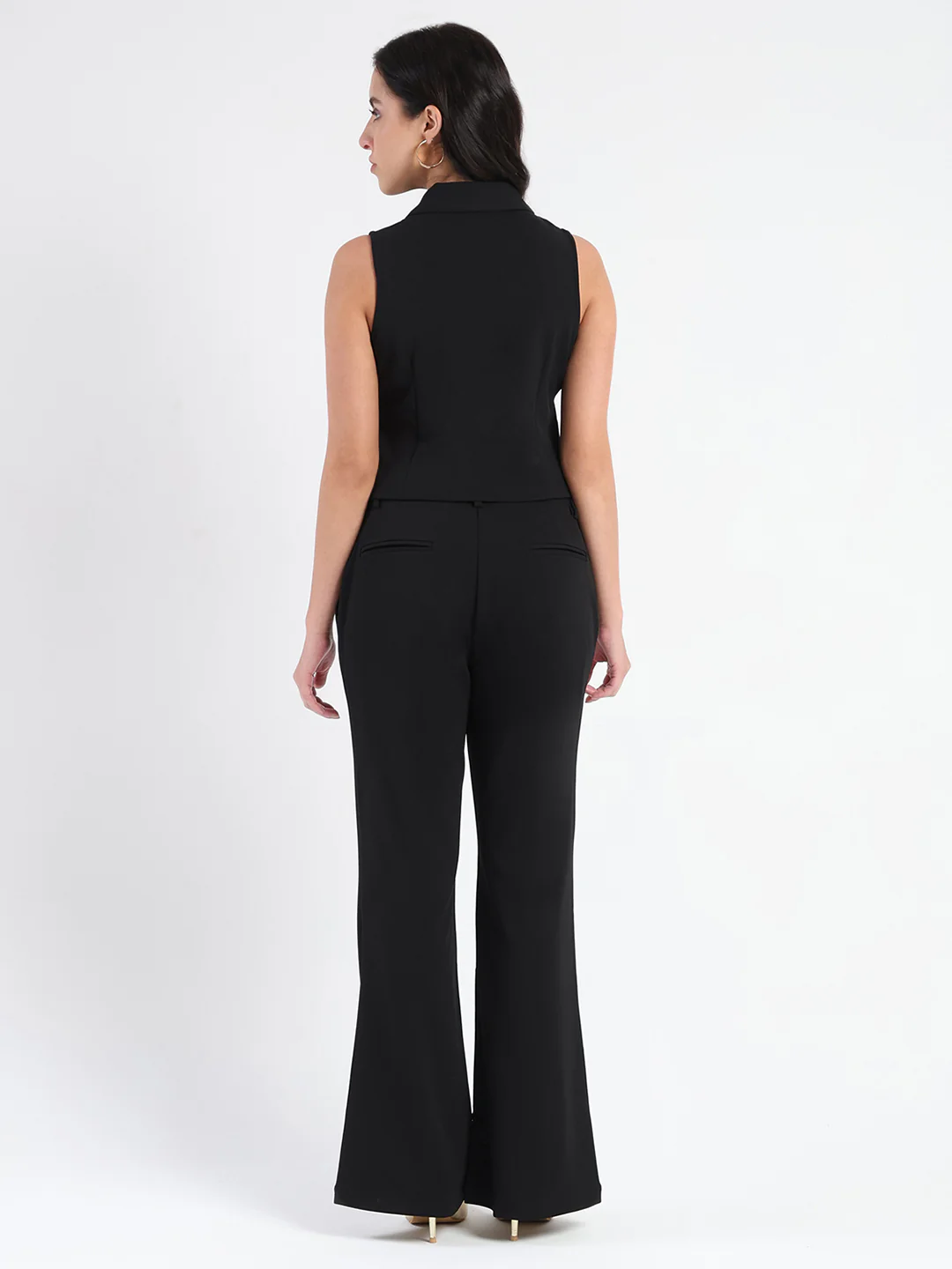 Madame Crop Top and Side Slit Trousers Knit Moss Black Co-ord Set - Image 6