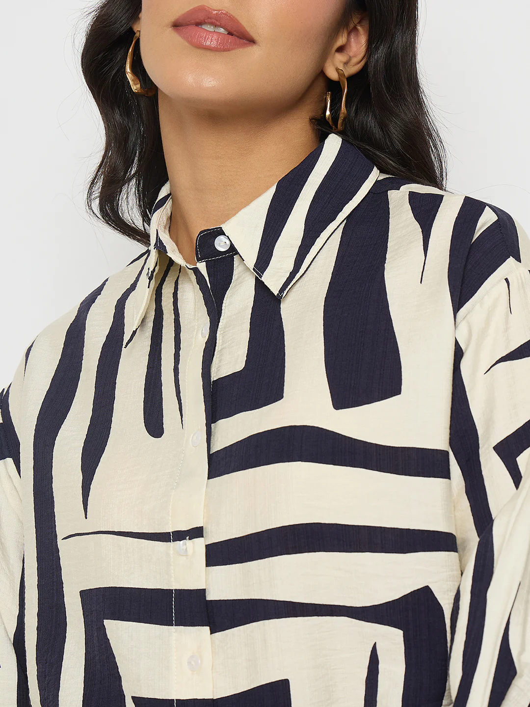 Madame Colorblock Top and Bottoms Rayon Blend Navy Blue Co-ord Set - Image 8