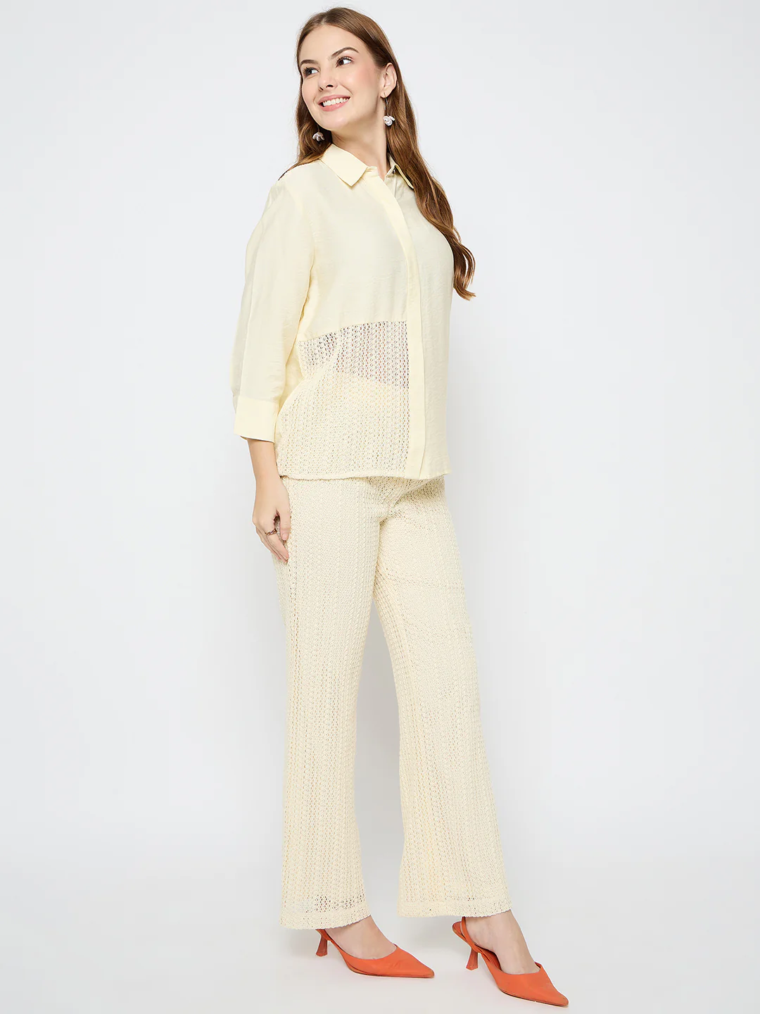 Madame Semi Sheer Off White Co-ord Set - Image 4