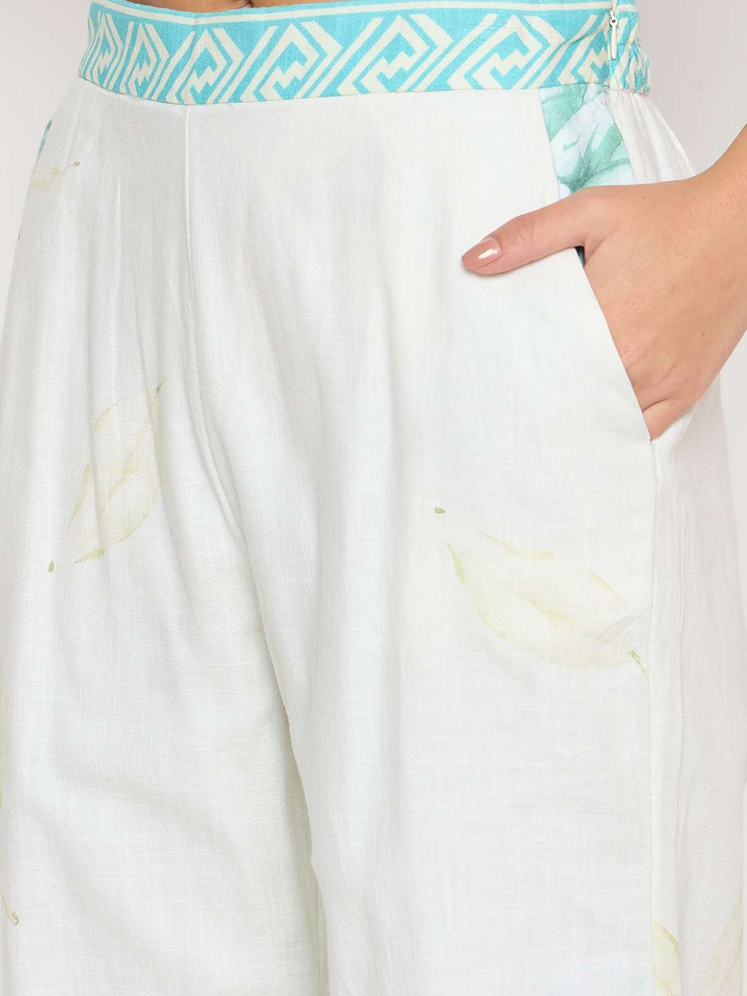 Madame Floral Print Top and Bottom Sea Green Cotton Co-ord Set - Image 7