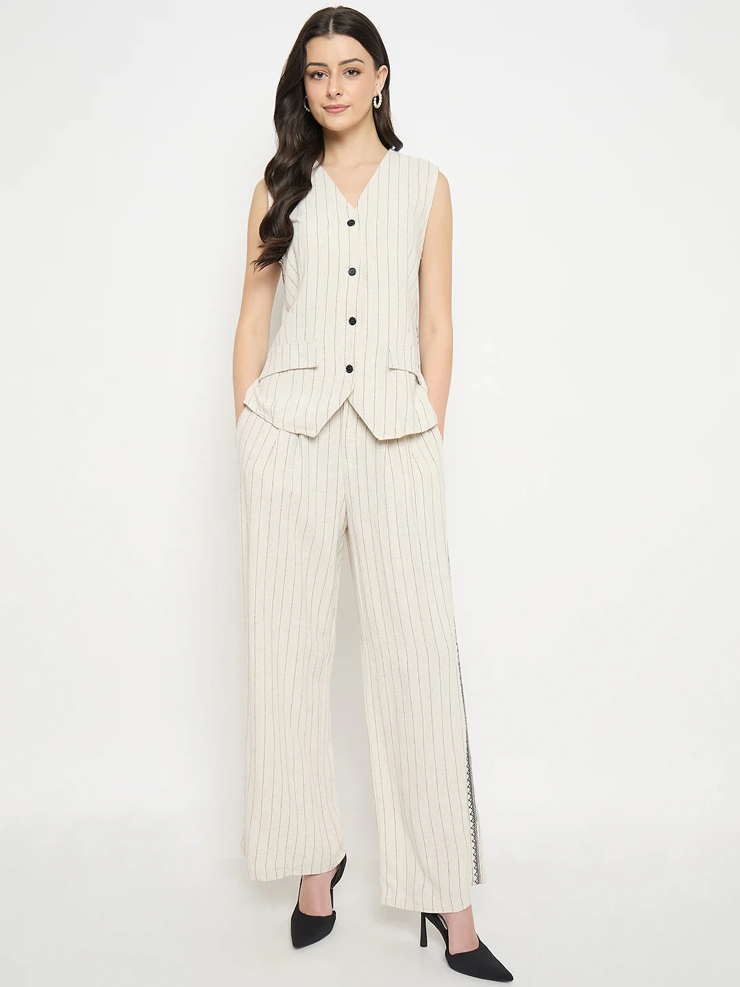 Madame Ivory Viscose Linen Blend Co-Ord Set - Image 2