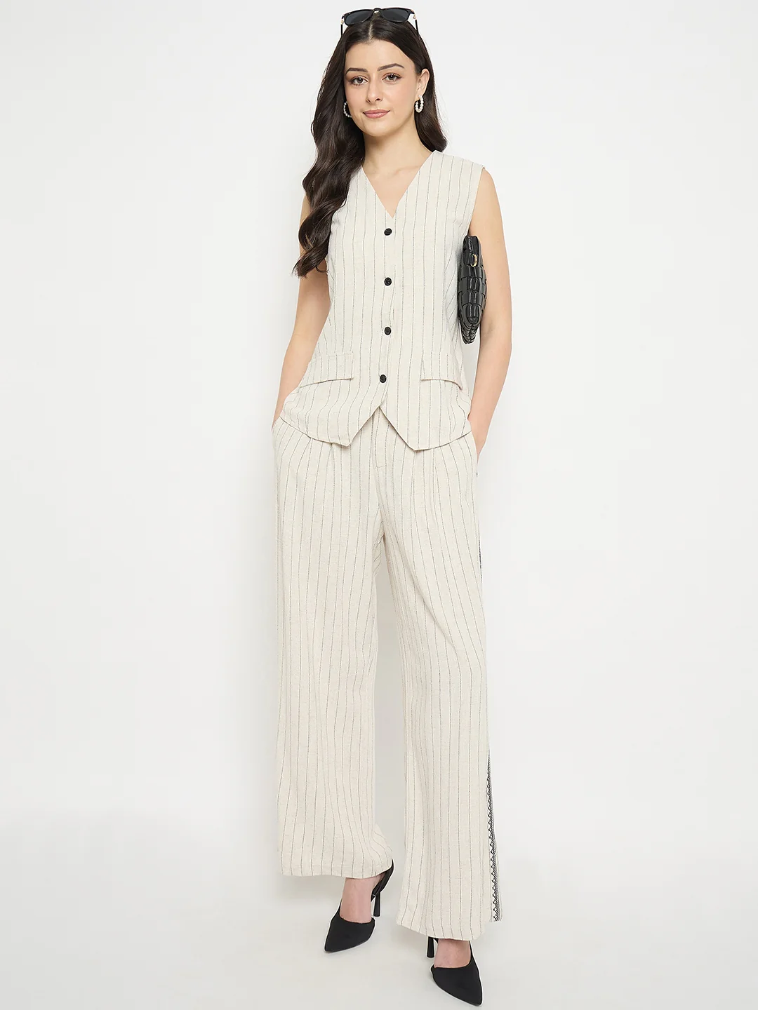 Madame Ivory Viscose Linen Blend Co-Ord Set - Image 4