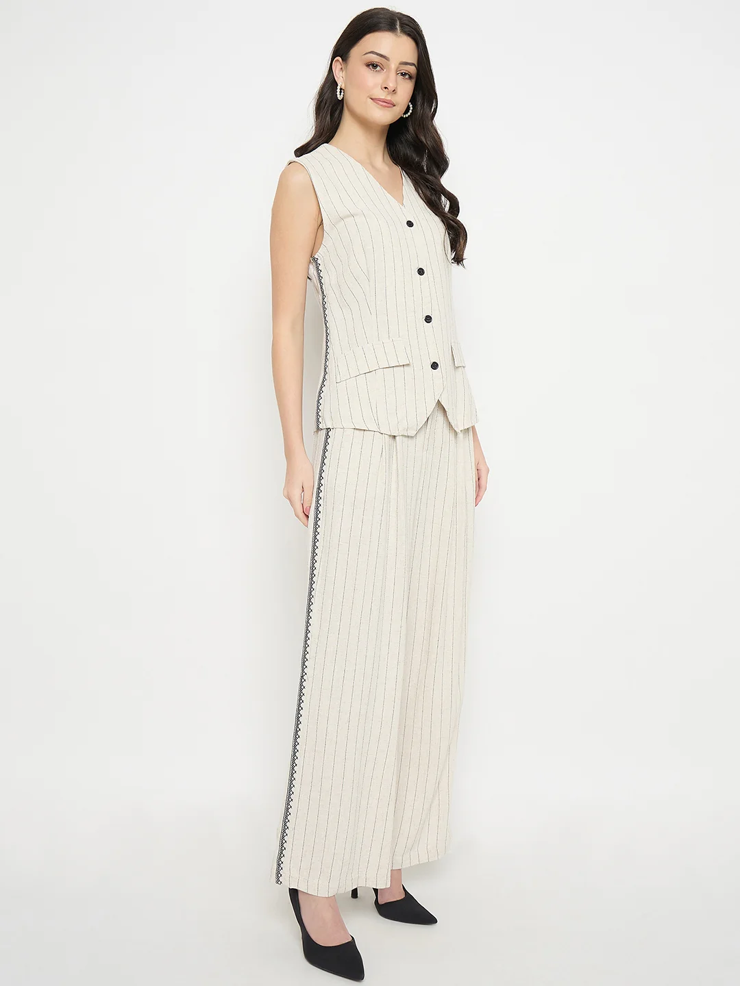 Madame Ivory Viscose Linen Blend Co-Ord Set - Image 5