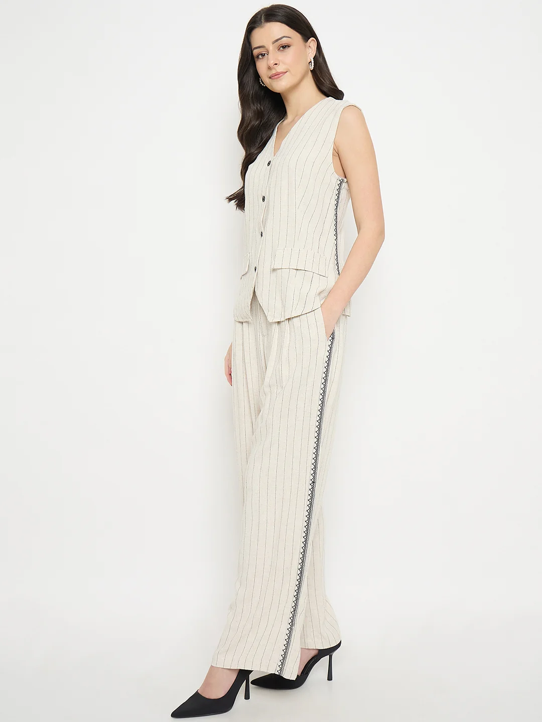 Madame Ivory Viscose Linen Blend Co-Ord Set - Image 6