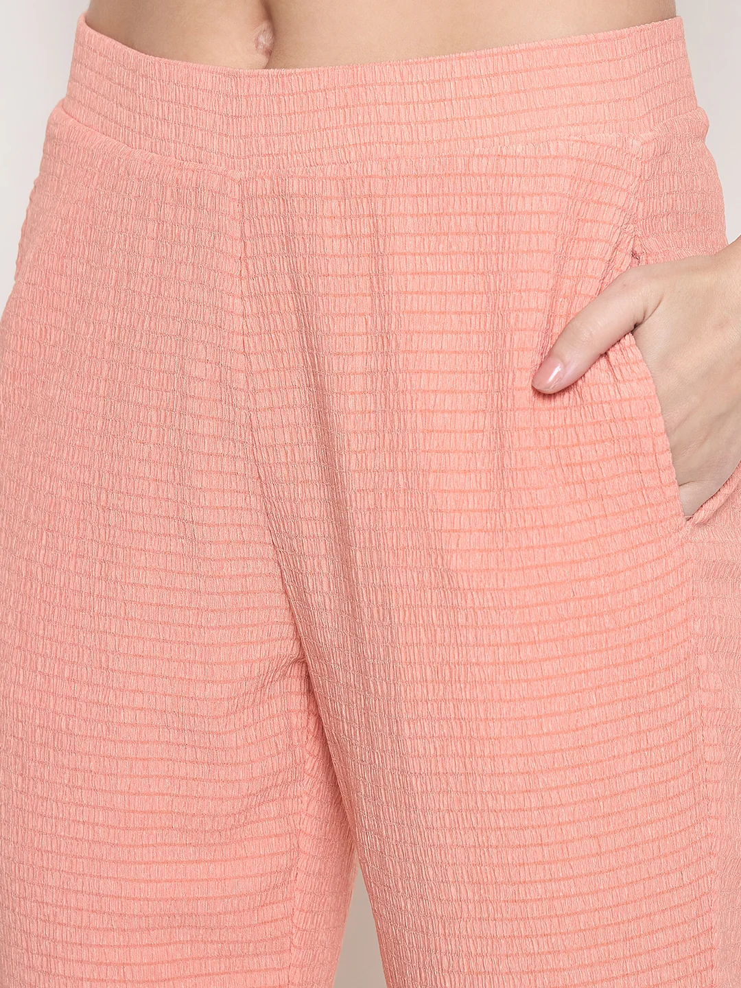 Madame Embroidered Shirt with Crop Tank and Wide-Leg Pants Three Piece Orange Co-ord Set - Image 8