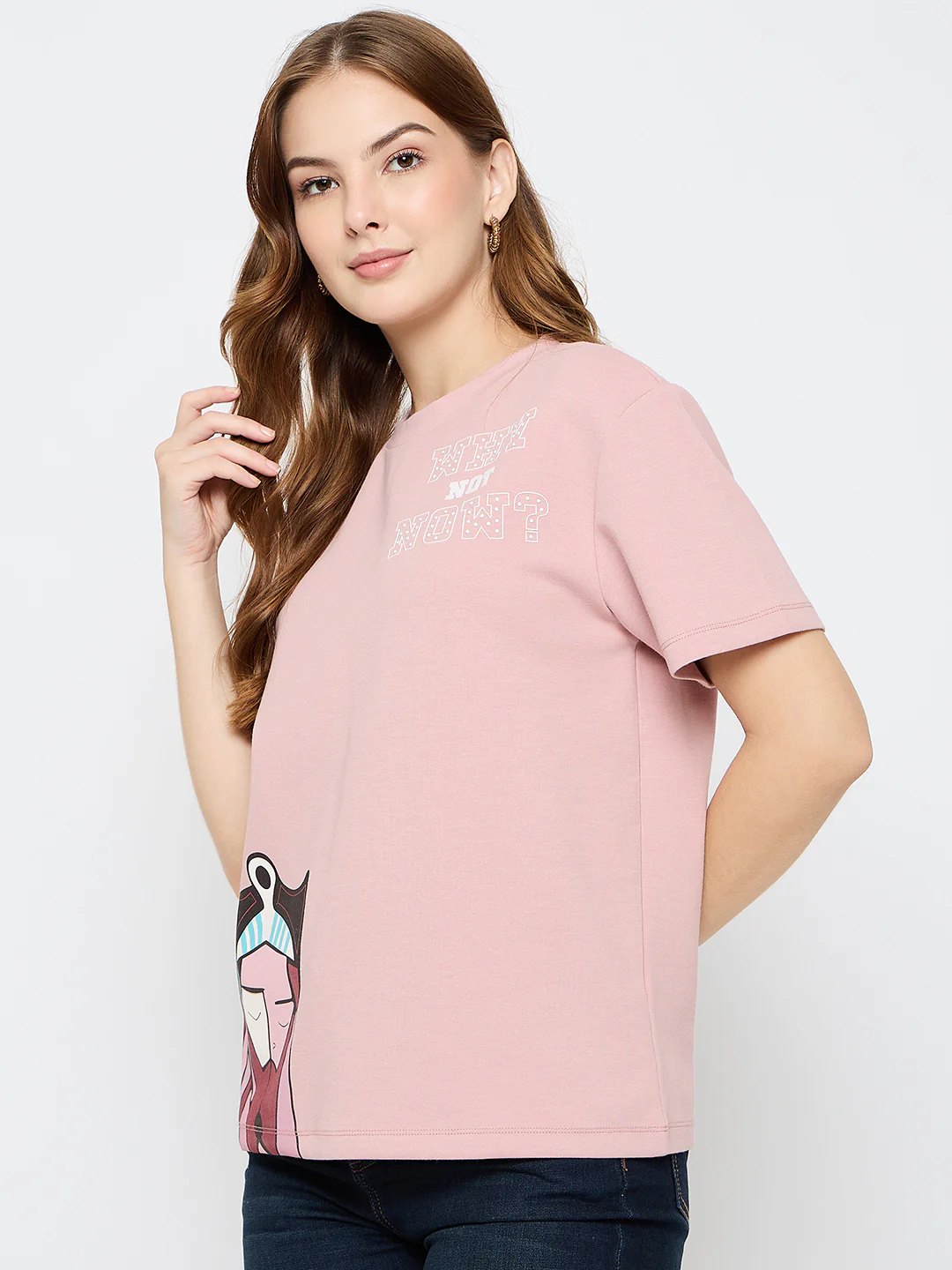 Madame Graphic Print Cotton Blend Pink T-shirt - Image 5