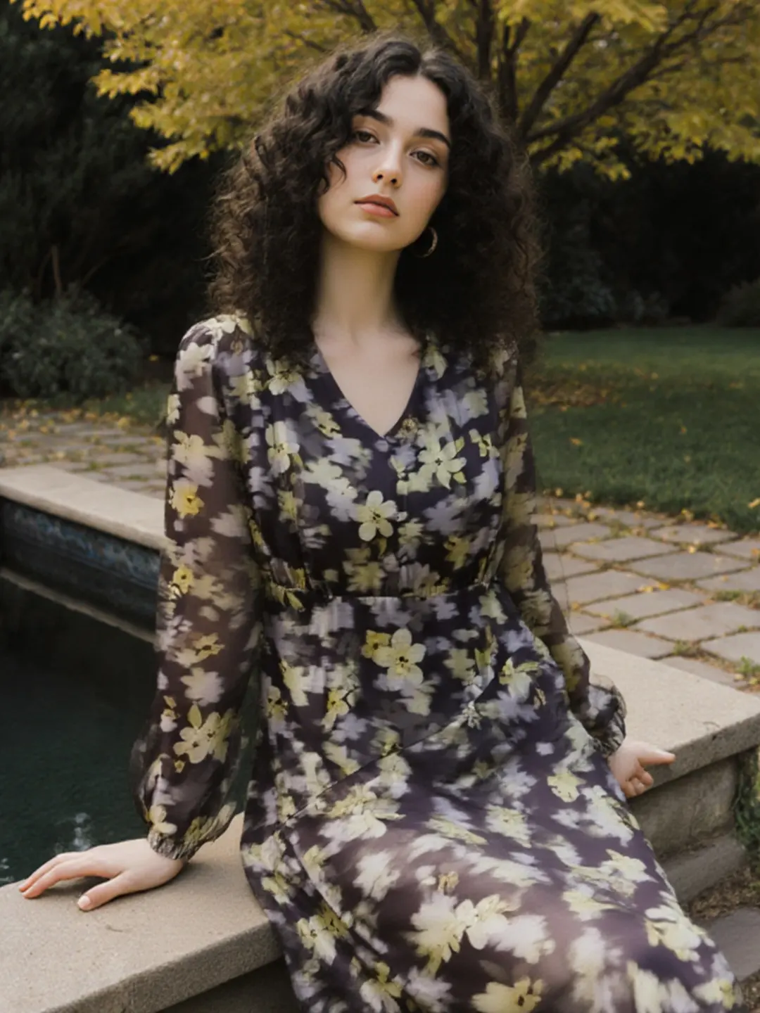 Madame Plum Floral Print Fit and Flare Dress