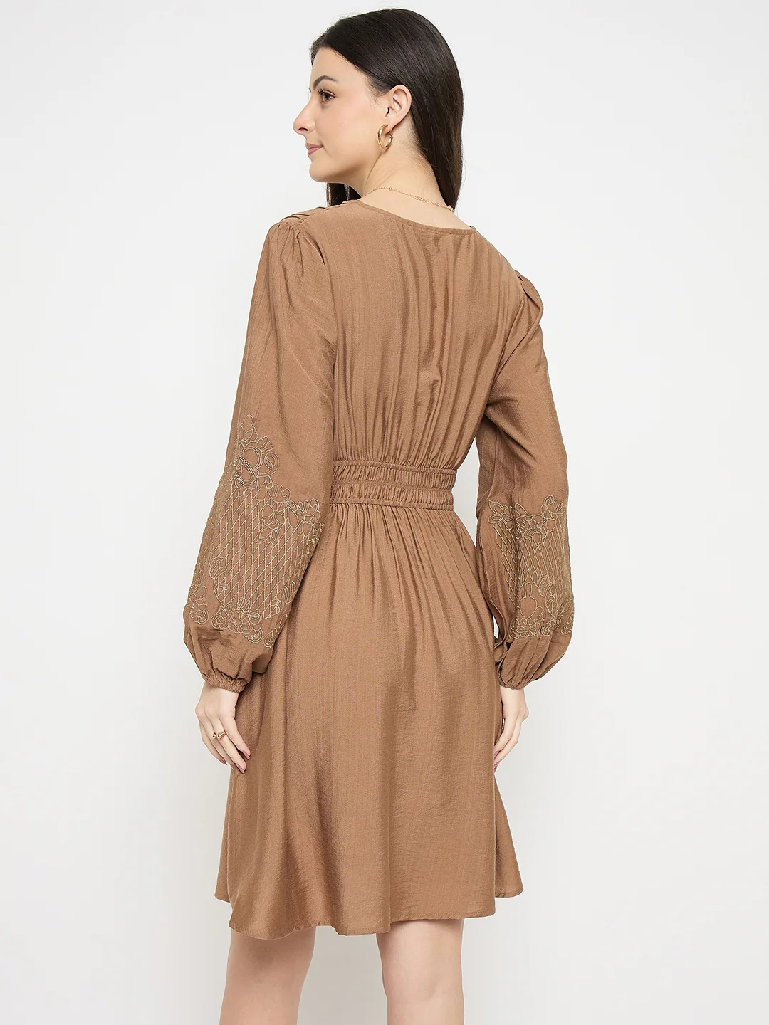 Madame Brown Rayon Nylon Blend Embroidered Dress - Image 6