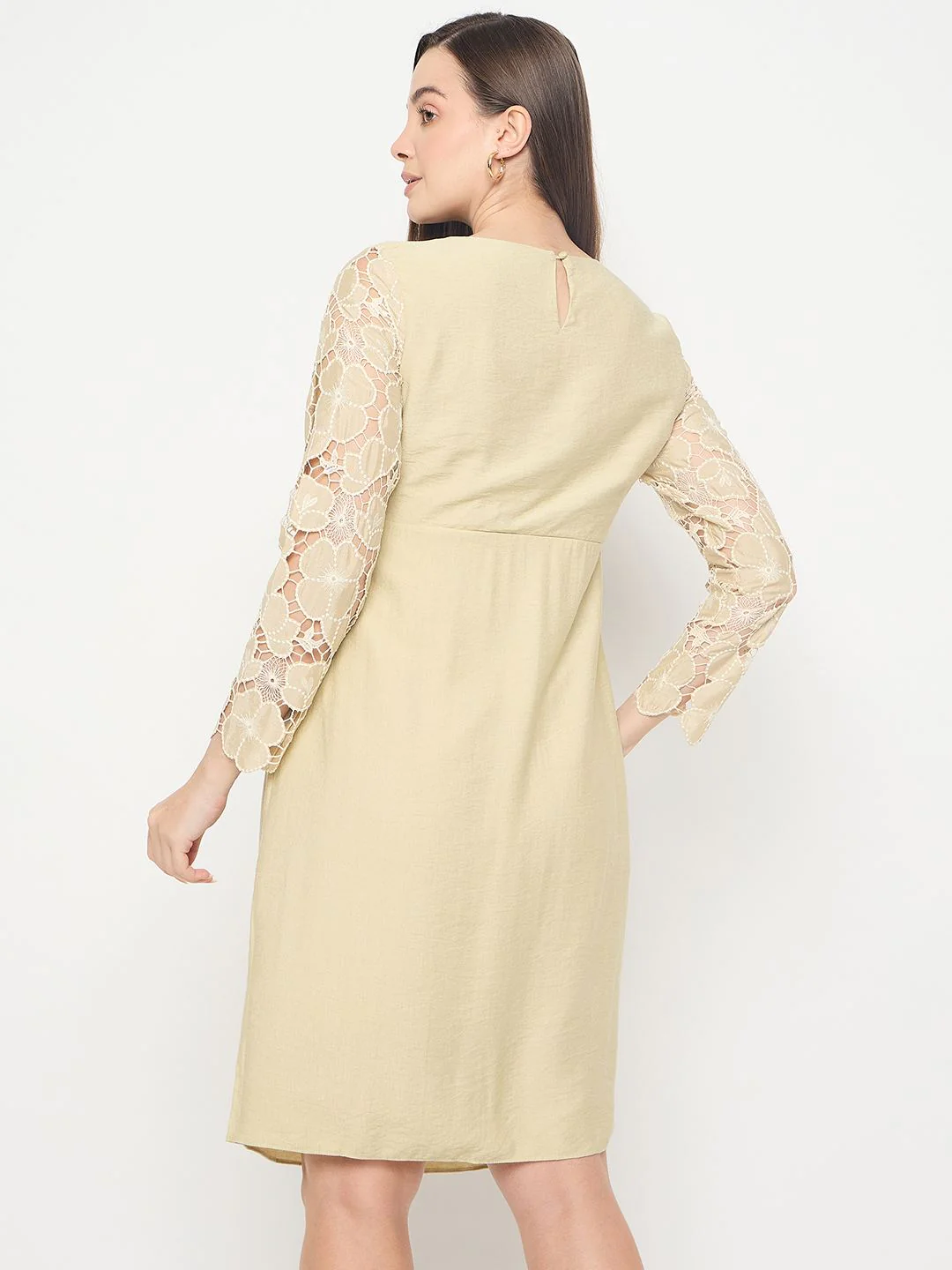 Madame Lace Overlay Wrap Lemon Yellow Dress - Image 6
