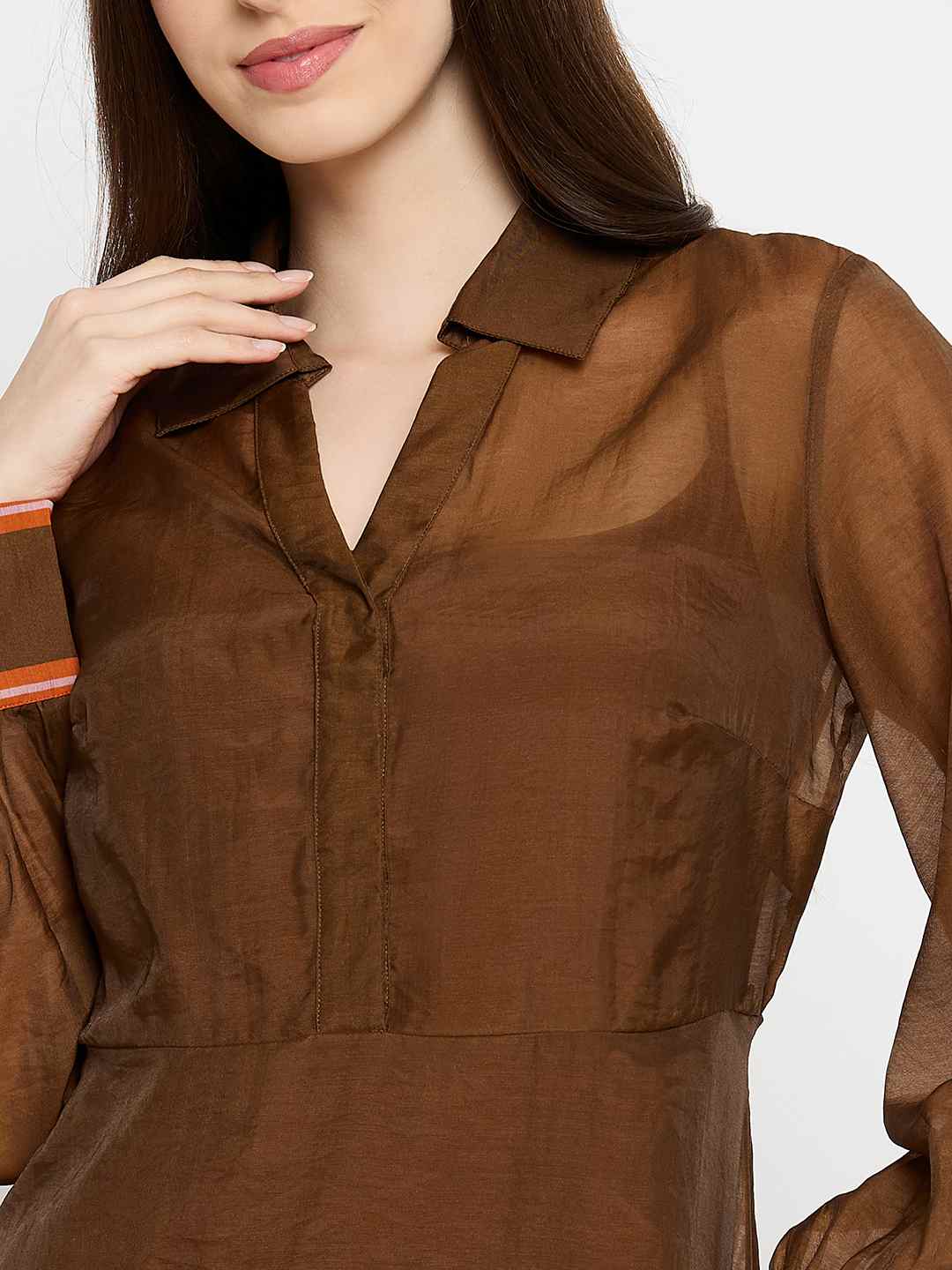 Madame Floral Print Chocolate Brown Midi Dress - Image 6