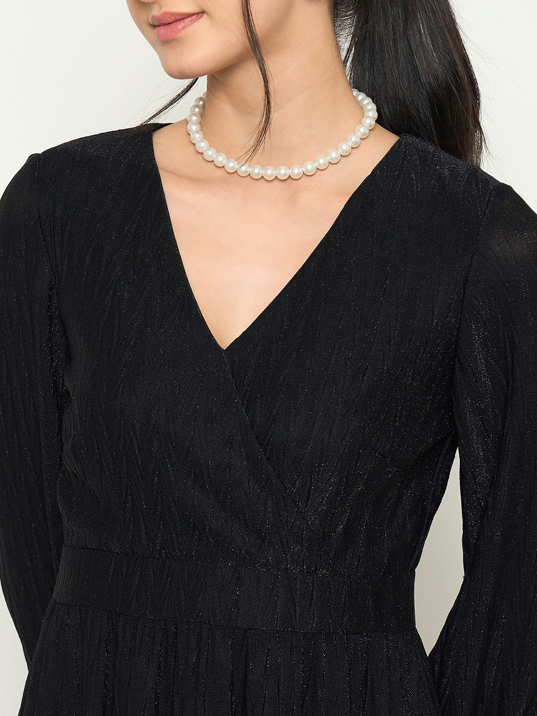 Madame Cinched Waist Fit and Flare Black Maxi Dress - Image 7