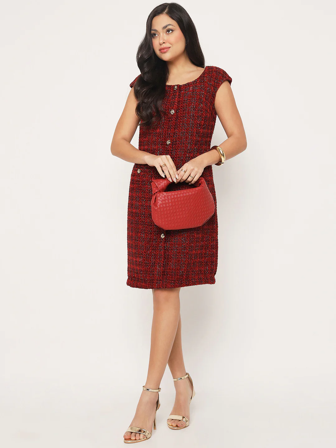 Madame Sleeveless Maroon Sheath Dress - Image 3