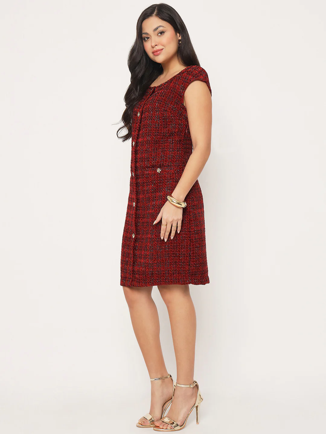 Madame Sleeveless Maroon Sheath Dress - Image 6