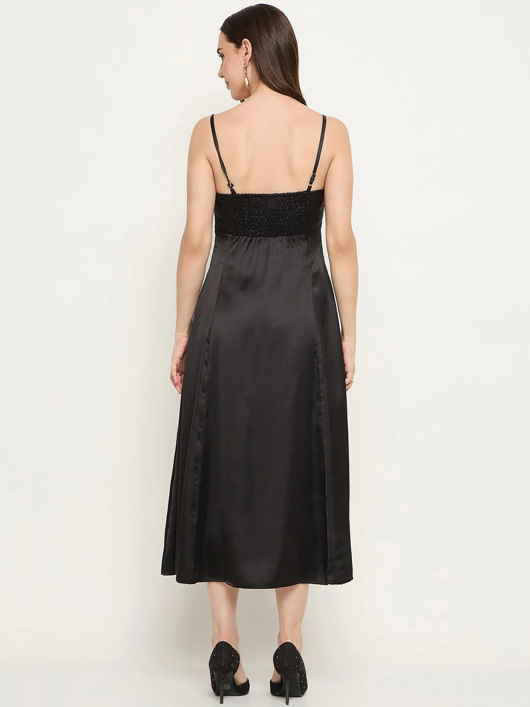 Madame Embroidered Midi Black Dress - Image 6
