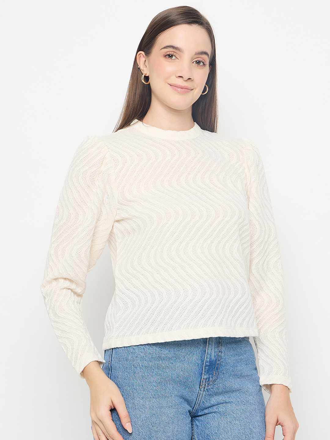 Madame Lace and Textured Off White Top - Image 4