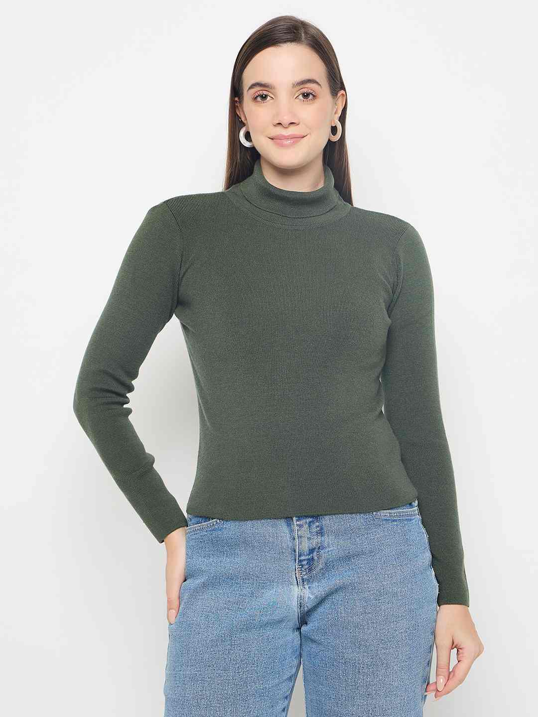 Madame Textured Scalloped Hem Green Knitted Top - Image 6