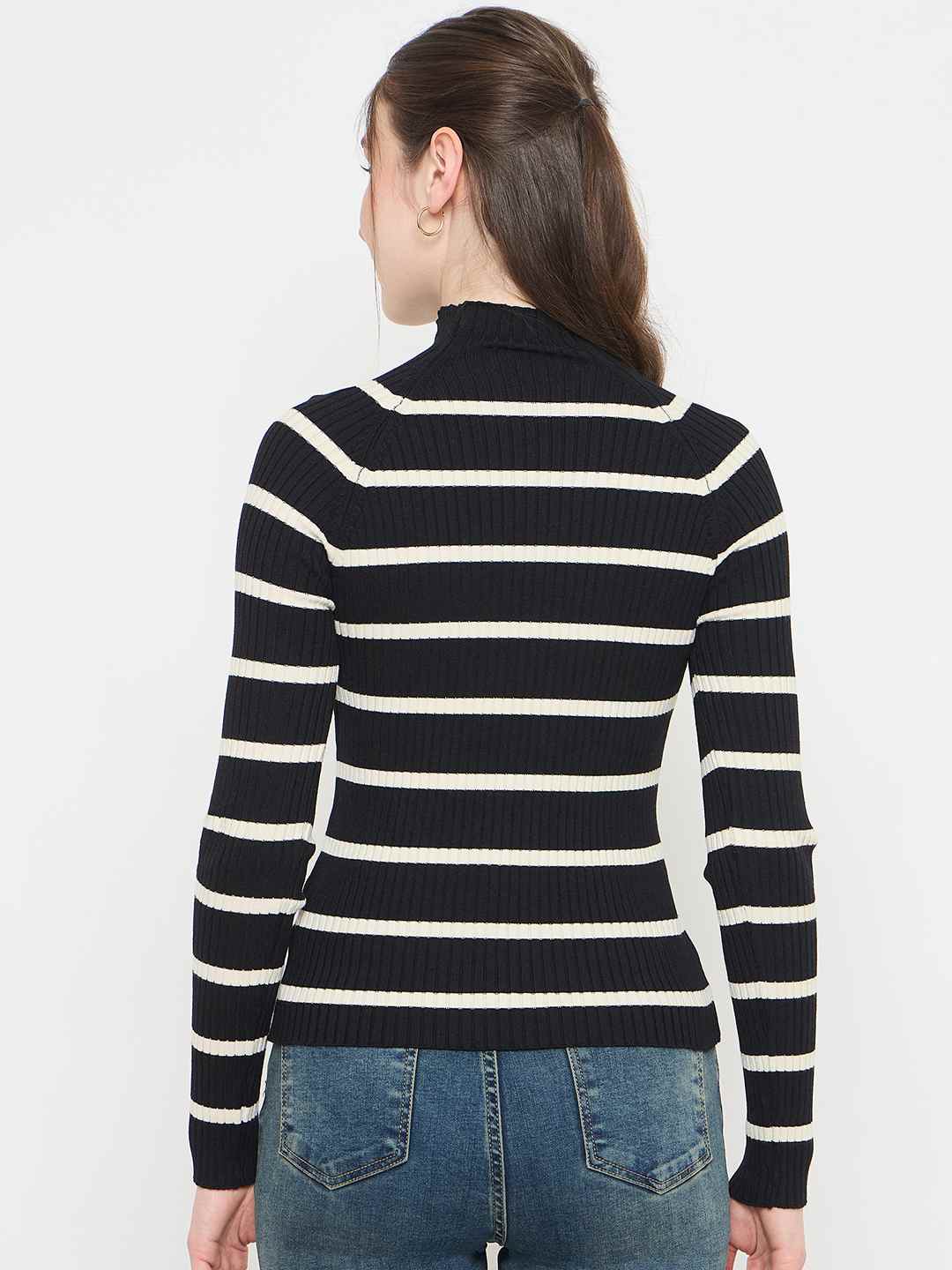 Madame Striped Mock Neck Knit Top - Image 6