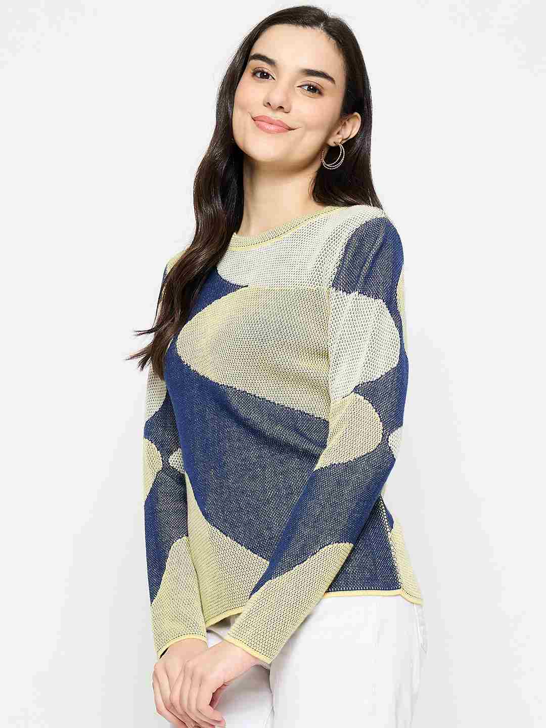 Madame Geometric Print Multicolor Knitted Top - Image 5