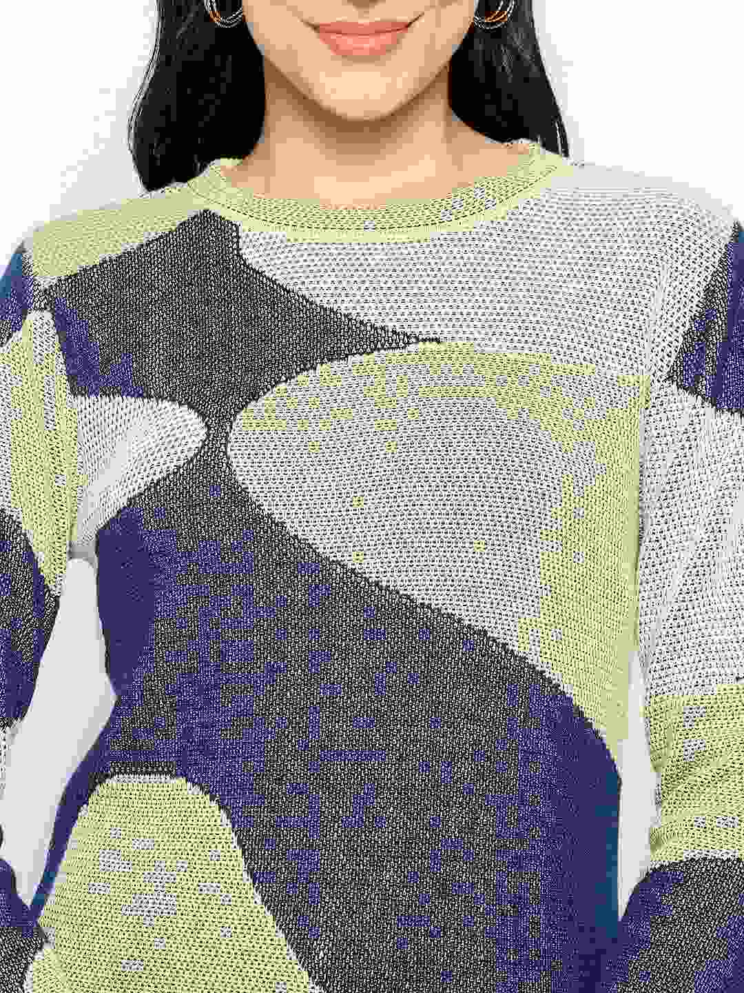 Madame Geometric Print Multicolor Knitted Top - Image 7