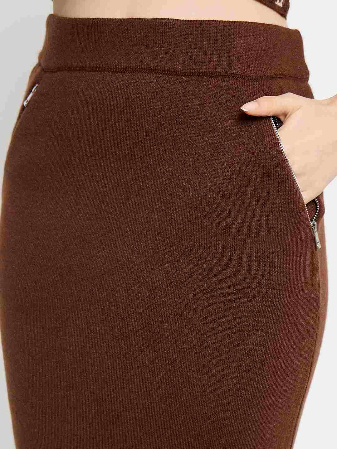 Madame Printed Top and Maxi Skirt Brown Co-ord Set - Image 7