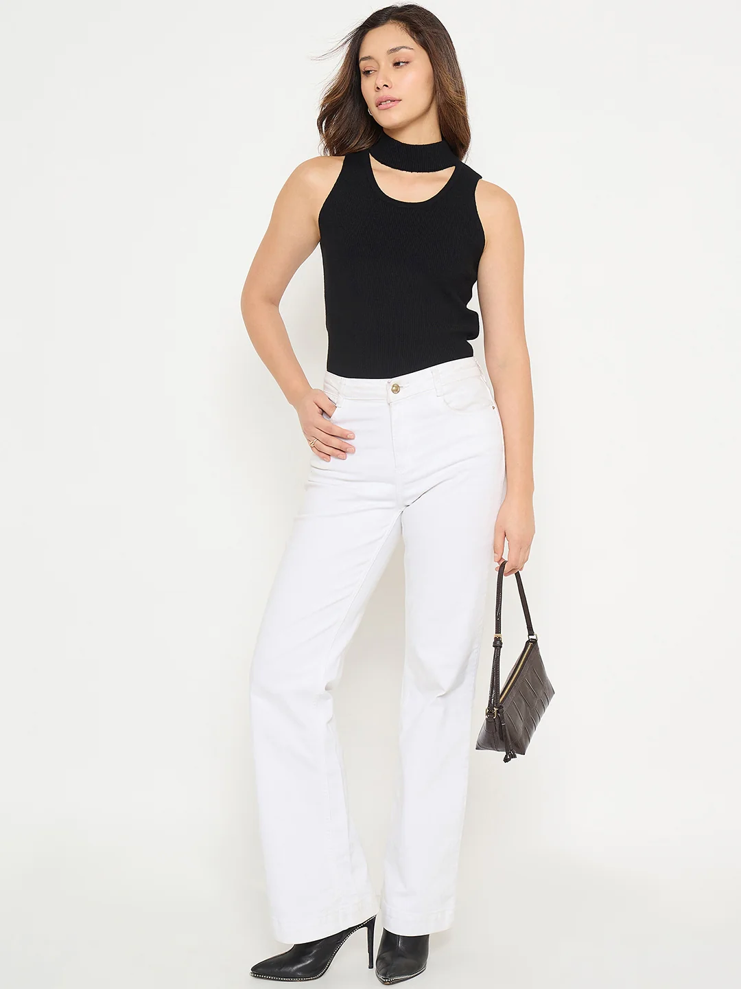 Madame mock Neck Tank Knit crop Top - Image 3