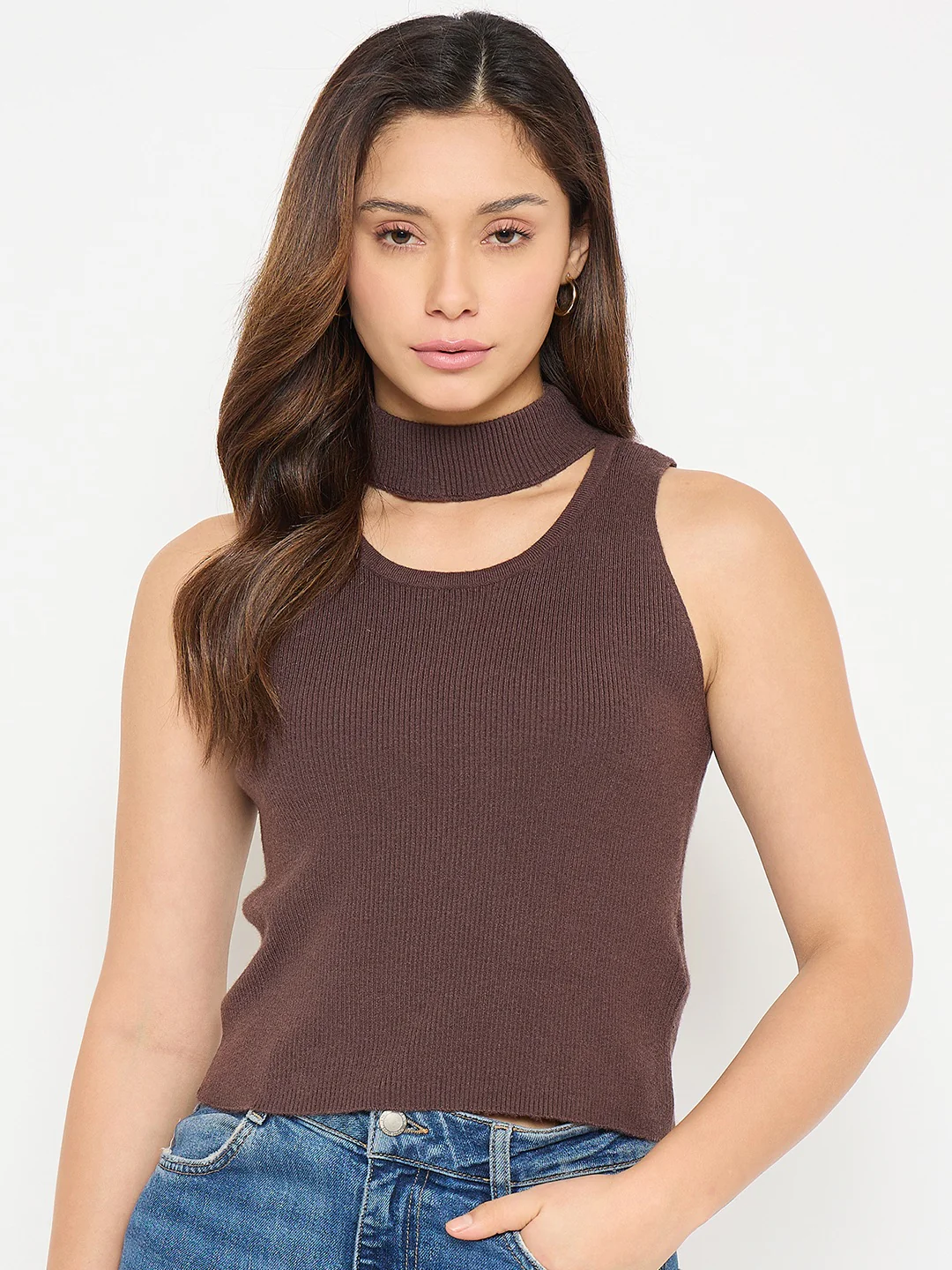 Madame Mock Neck Tank Crop Top