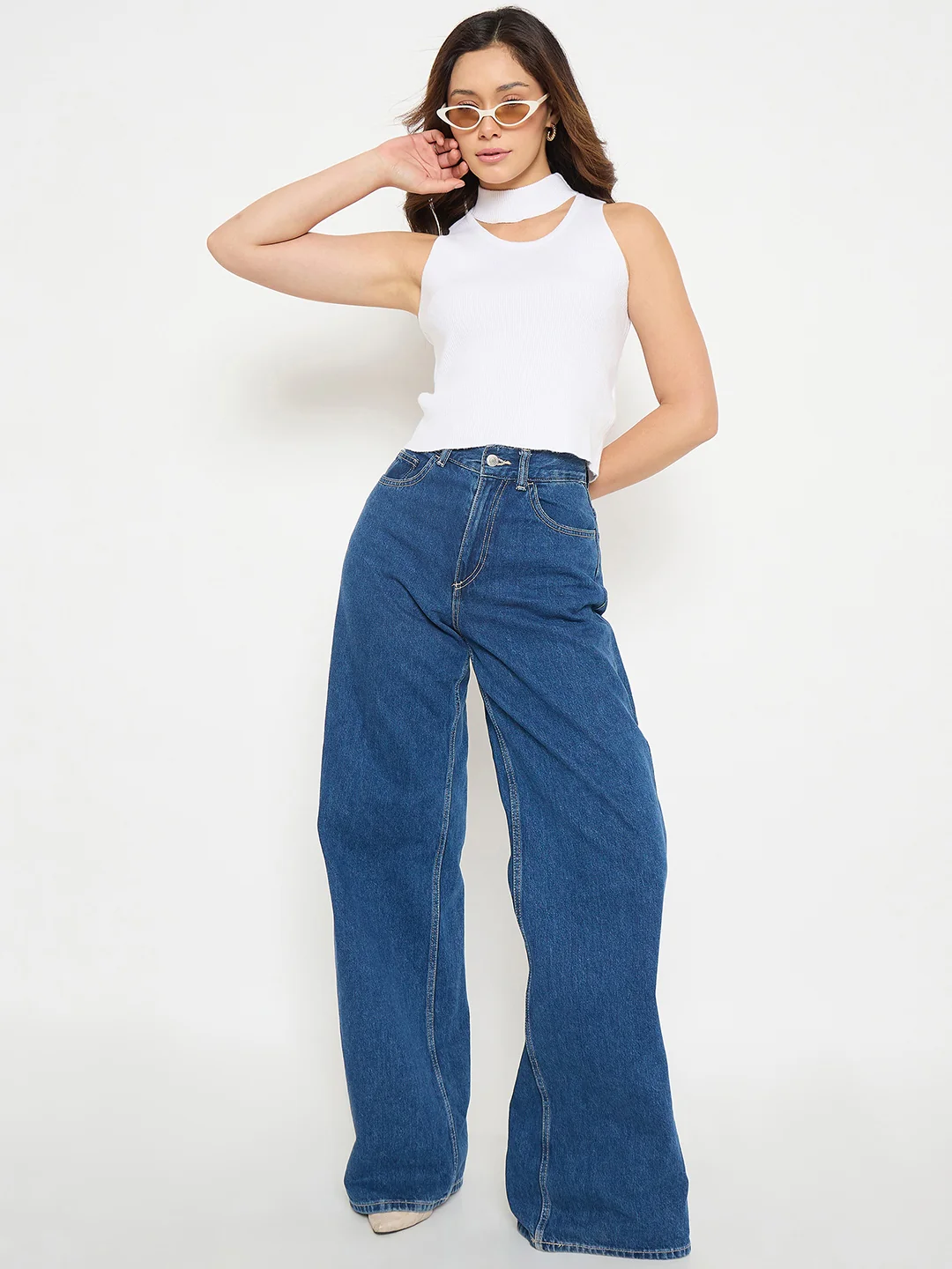 Madame mock Neck Tank Knit crop Top - Image 3