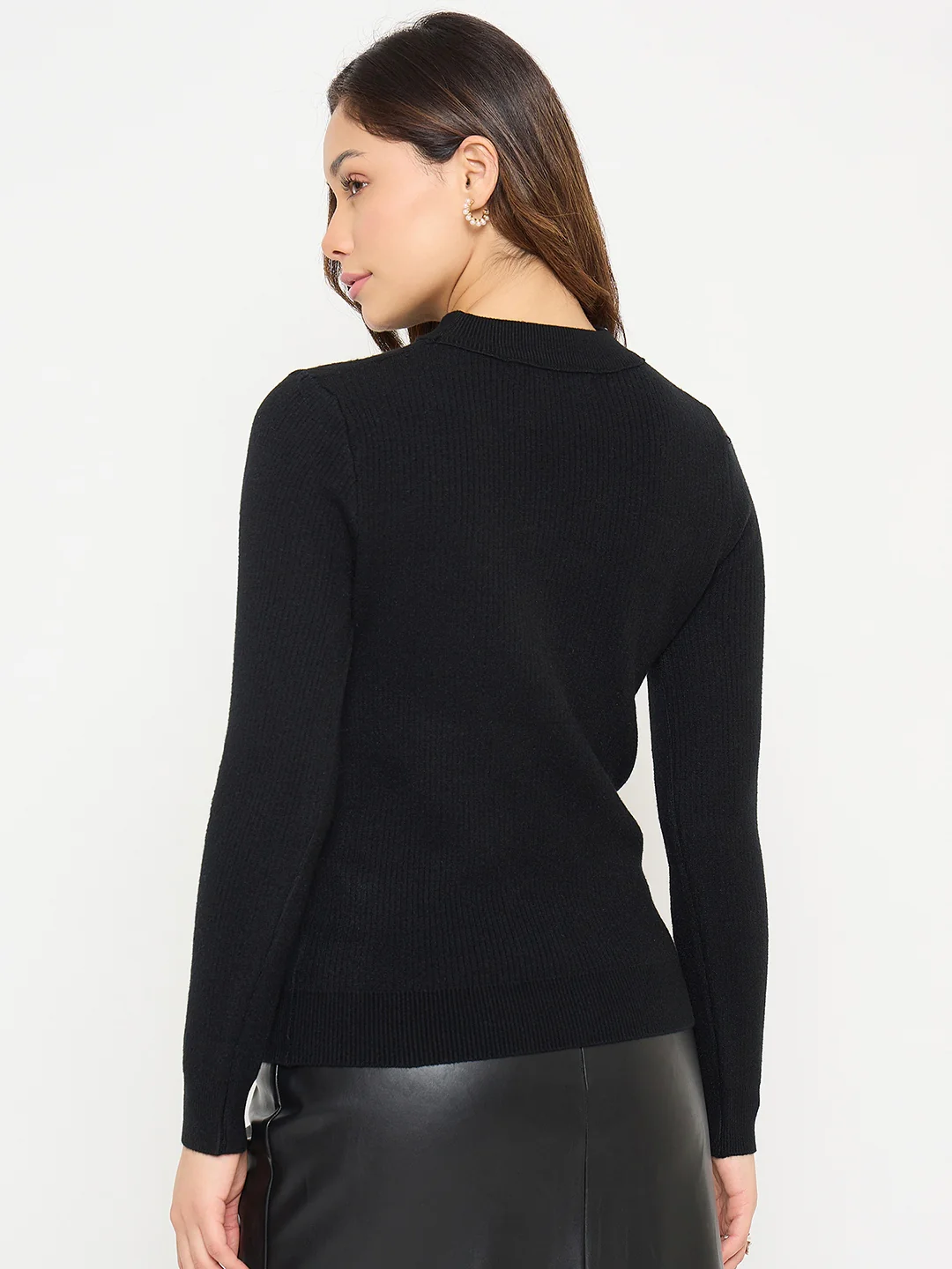 Madame Mock Neck Black Embellished Sweater - Image 6